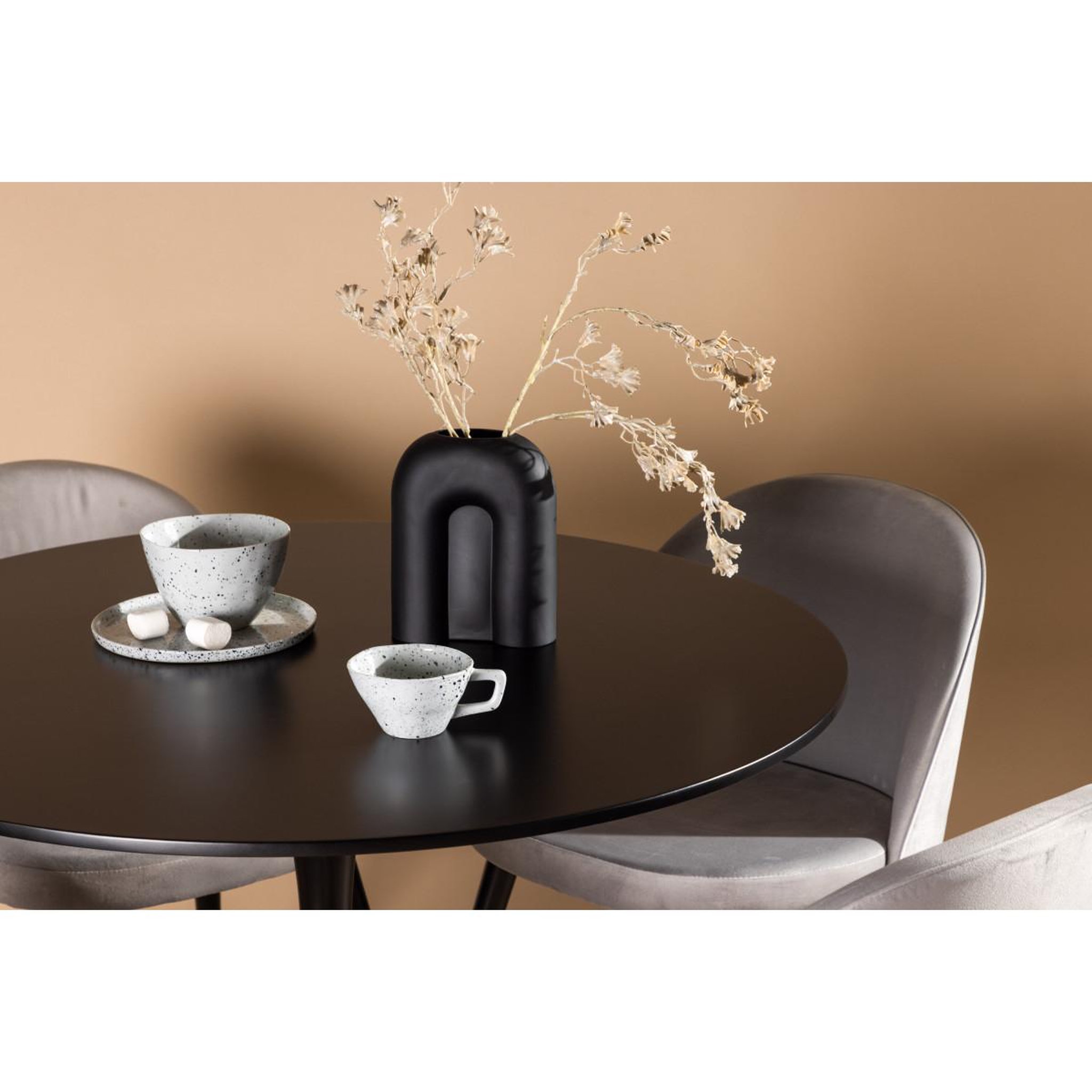 Voir la diapositive 6 : Paris Prix Ensemble table à manger & 4 chaises  glade & velvet  100cm noir & gris