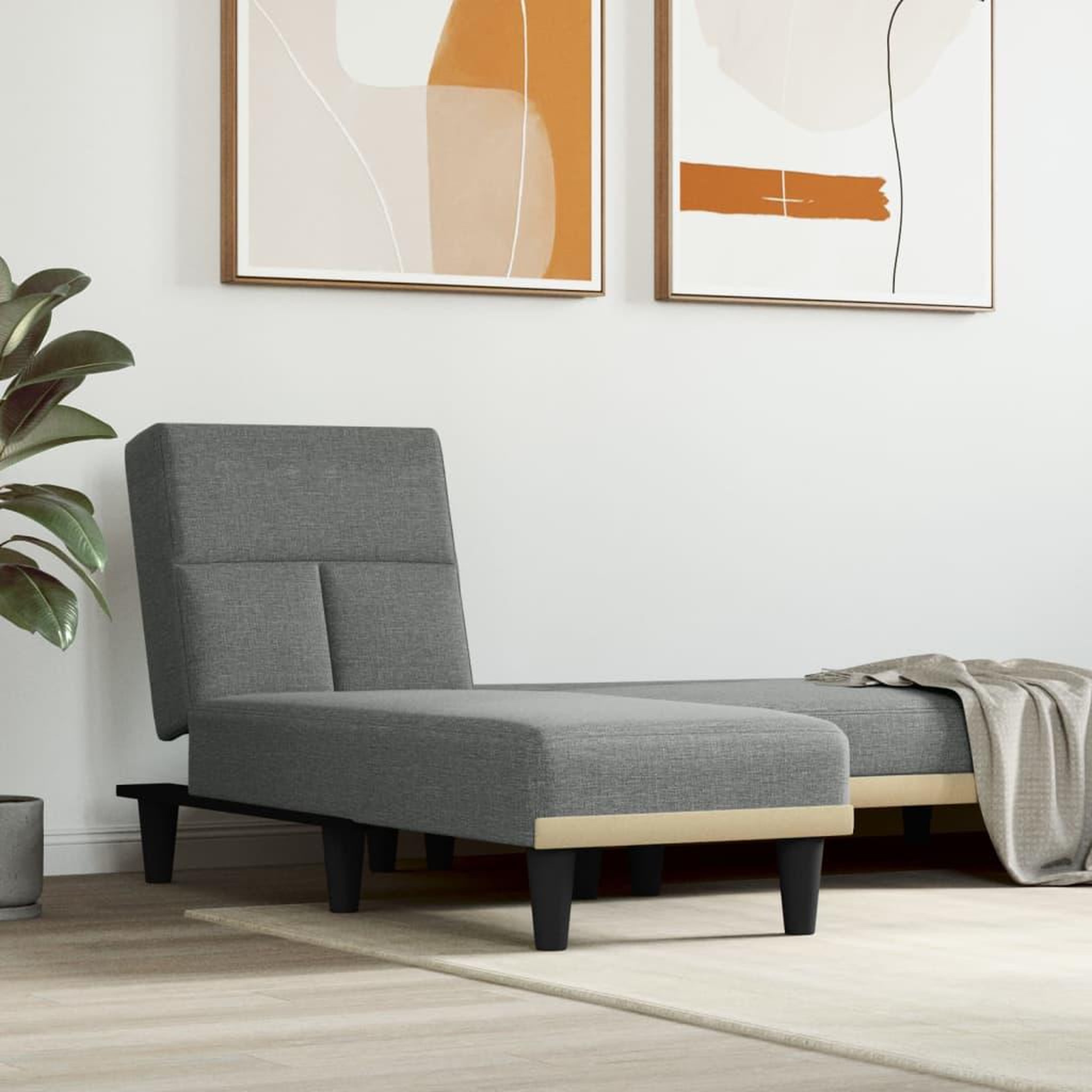 VIDAXL Chaise longue gris fonce tissu