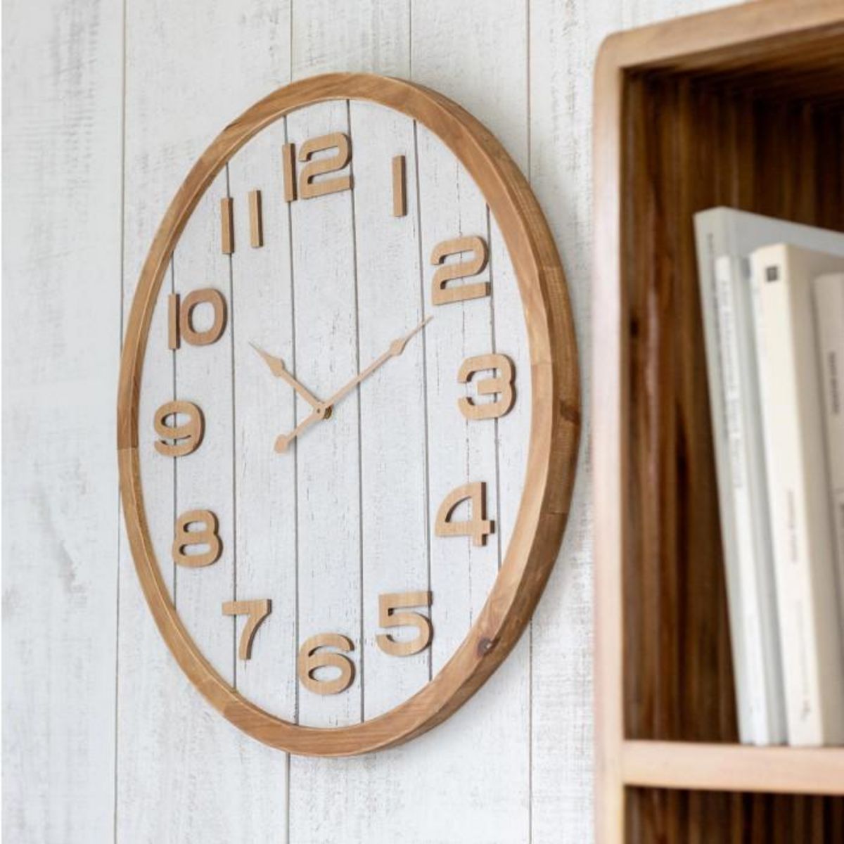 Paris Prix Horloge Murale en Bois  Beatriz  60cm Blanc & Naturel