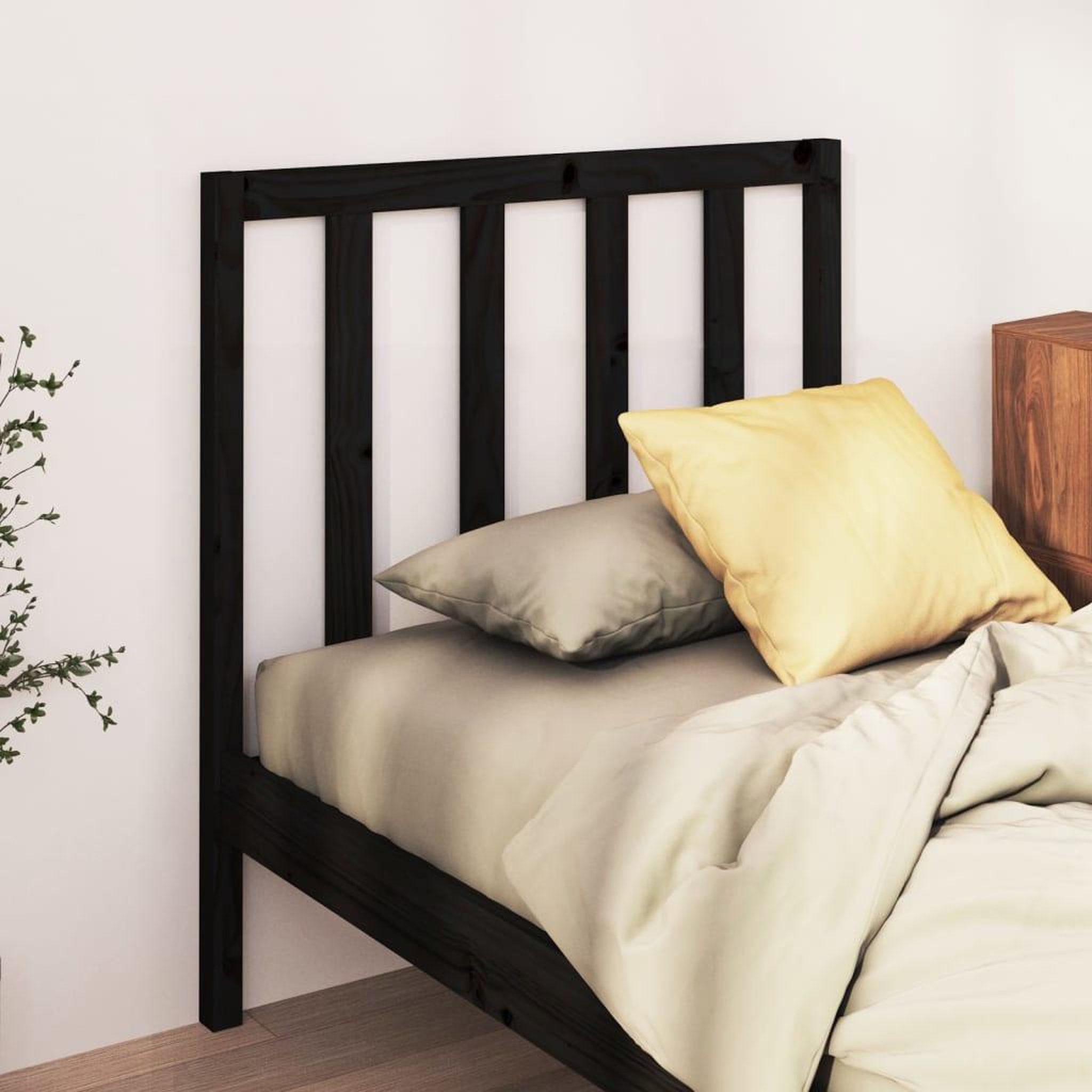 Voir la diapositive 1 : VIDAXL Tete de lit Noir 95x4x100 cm Bois massif de pin