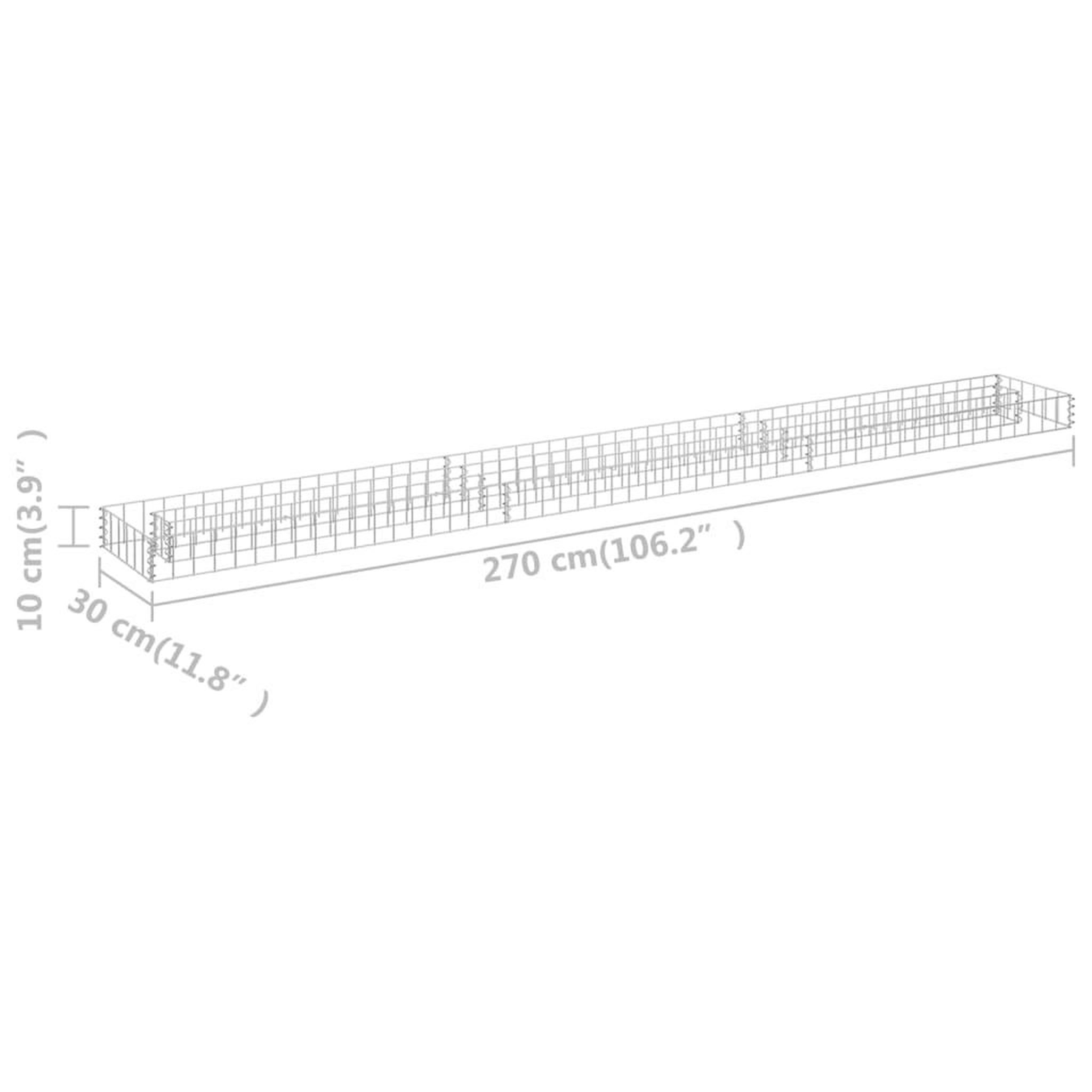 Voir la diapositive 6 : VIDAXL Lit sureleve a gabion Acier galvanise 270x30x10 cm