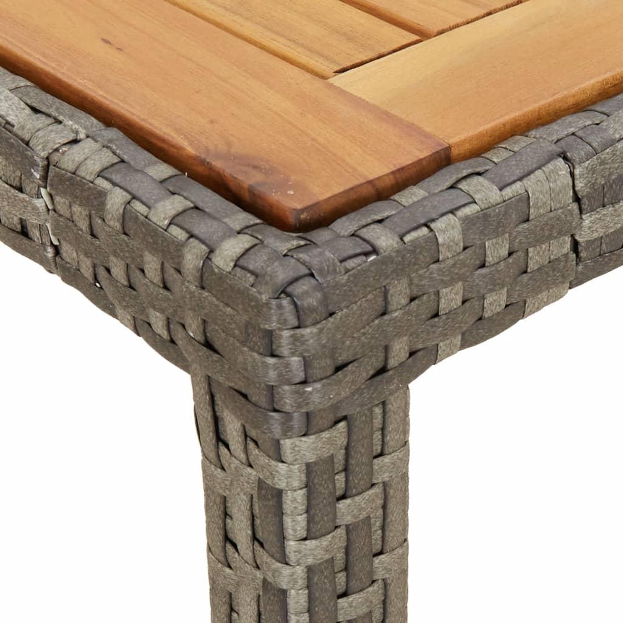 Voir la diapositive 5 : VIDAXL Table de jardin 150x90x75 cm Resine tressee bois d'acacia Gris