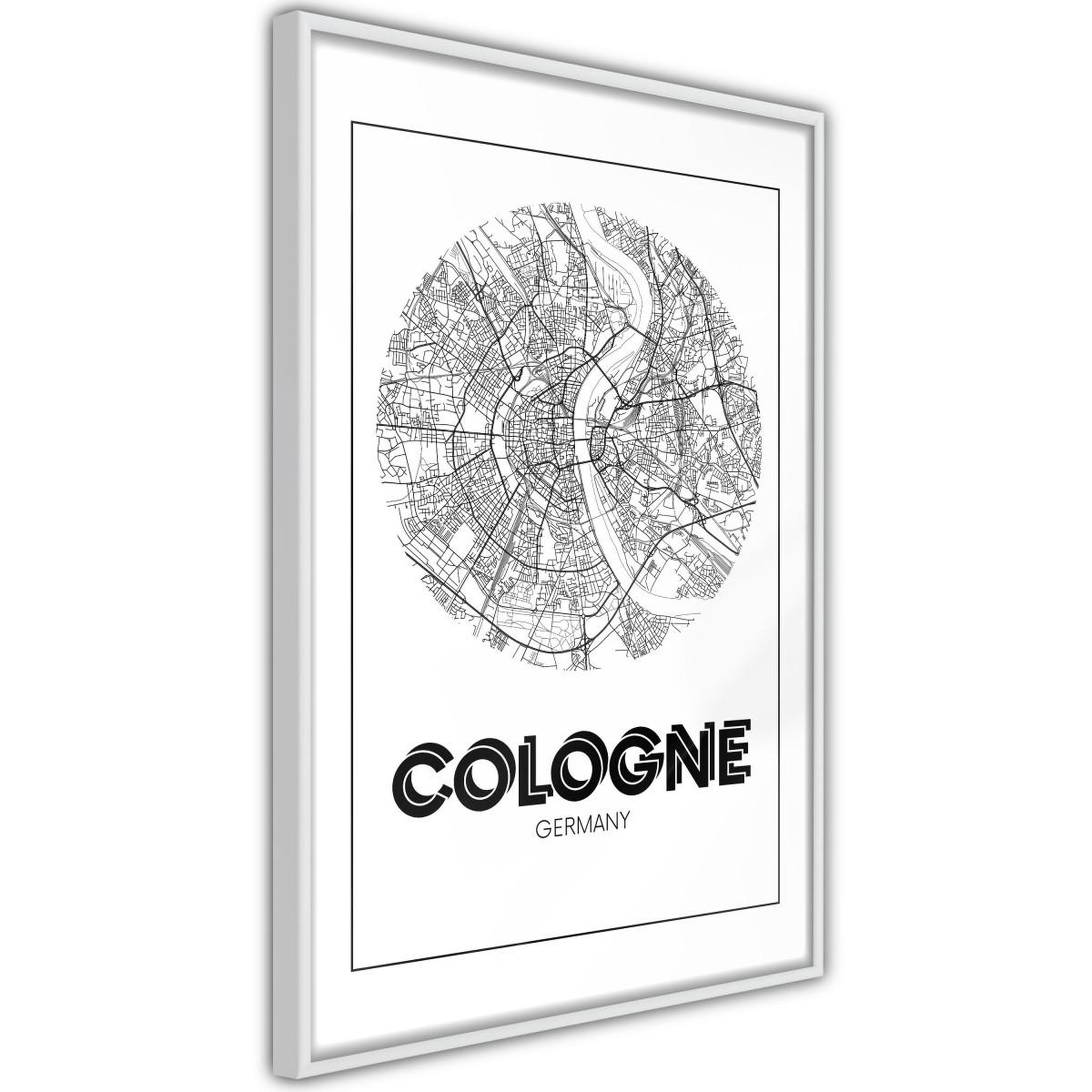 Paris Prix Affiche Murale Encadrée  City Map Cologne Round