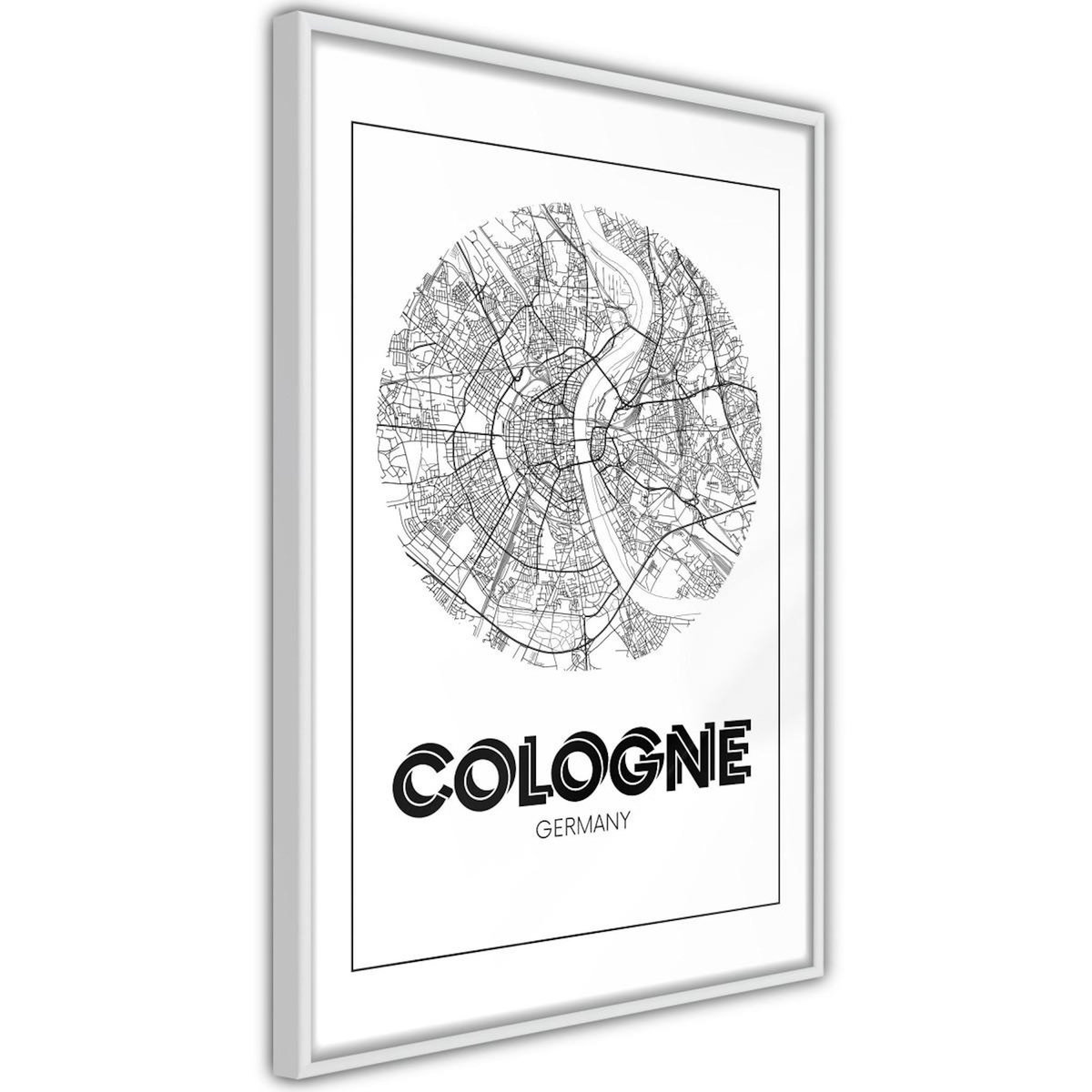 Paris Prix Affiche Murale Encadrée  City Map Cologne Round