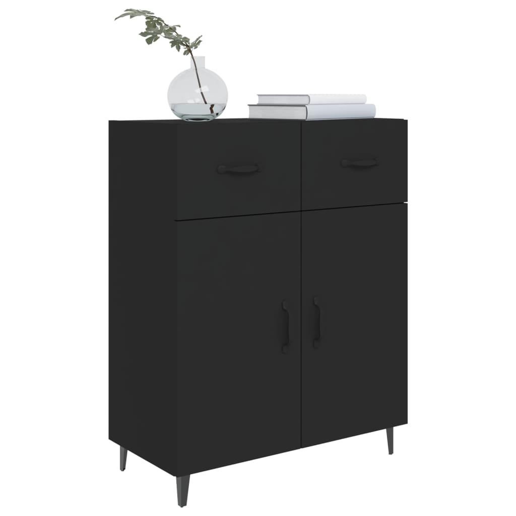 Voir la diapositive 4 : VIDAXL Buffet noir 69,5x34x90 cm bois d'ingenierie