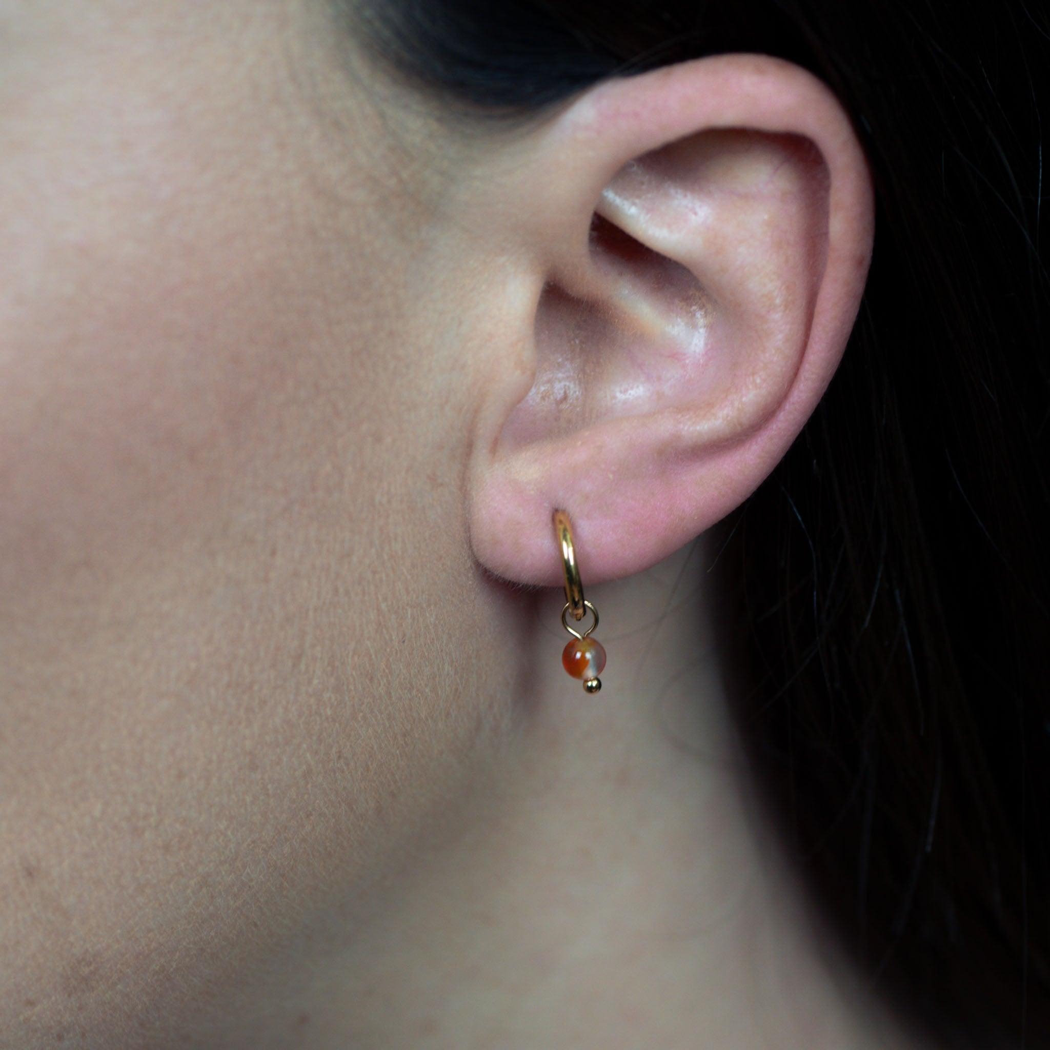 Voir la diapositive 4 : SLOYA Boucles d'oreilles créoles Serena en pierres Cornaline