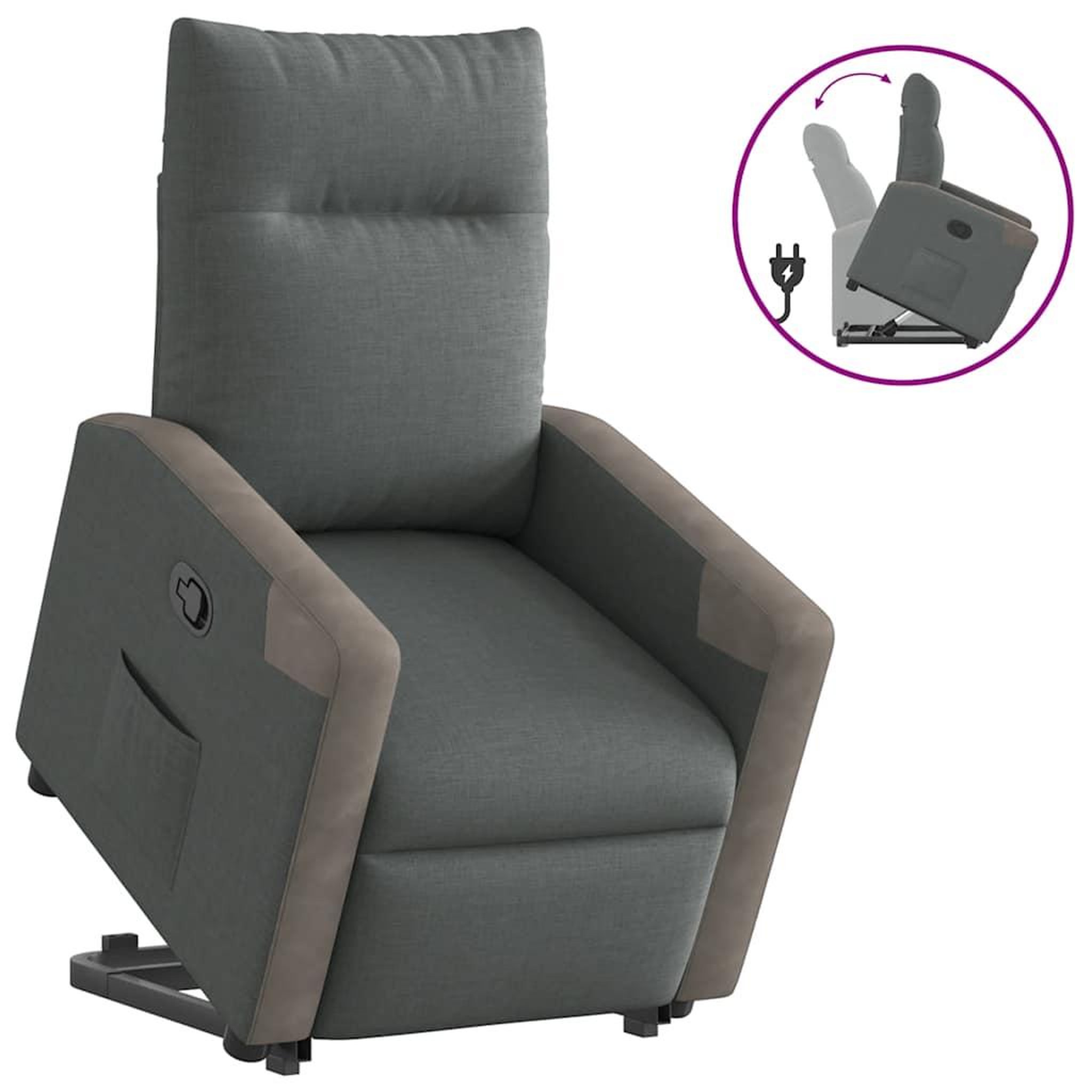 VIDAXL Fauteuil inclinable Gris fonce Tissu