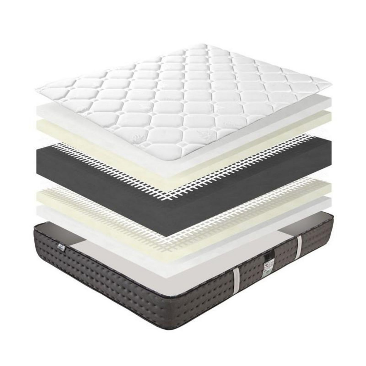 LUXURY LITERIE LUXURY LITERIE - Ensemble matelas + sommier - ZEN - 160 x 200 cm - Tapissier - Ferme - Face été/hiver