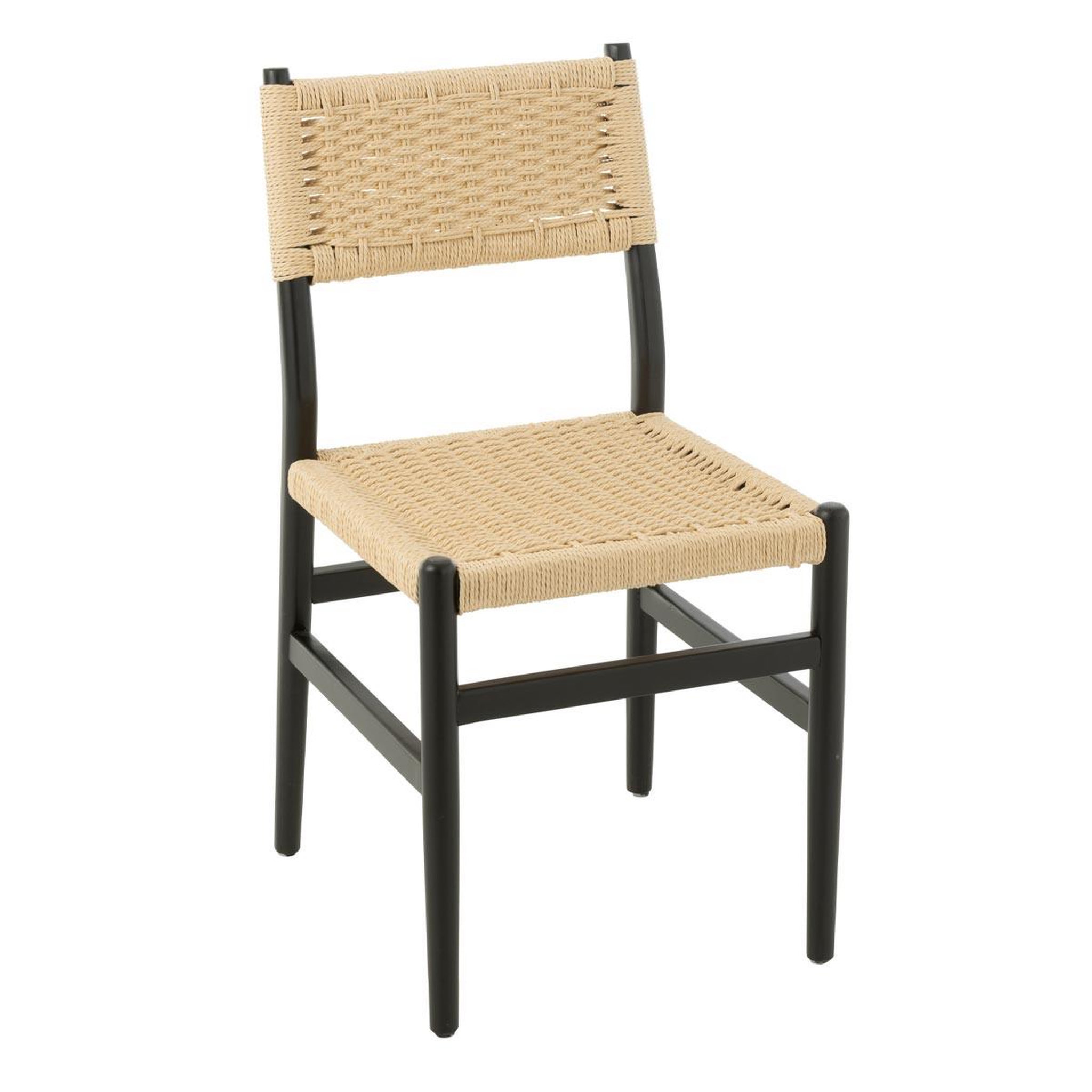 J-LINE Chaise corde en bois  lap  87cm noir