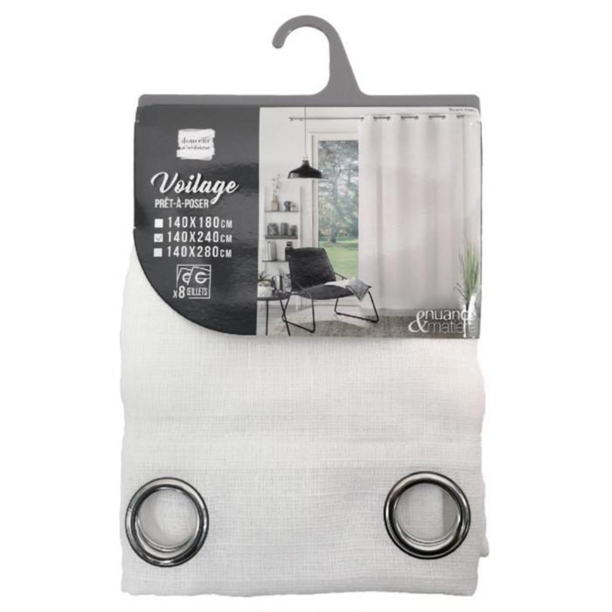 Paris Prix Rideau Voilage à Œillets  Soane  140x240cm Blanc
