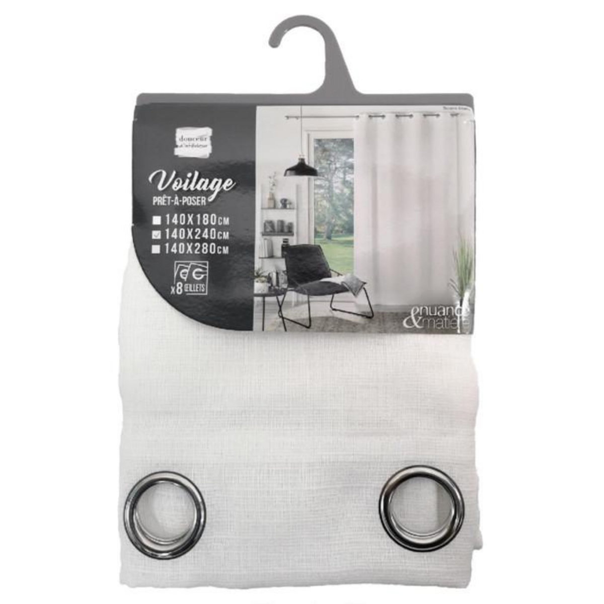 Paris Prix Rideau Voilage à Œillets  Soane  140x240cm Blanc