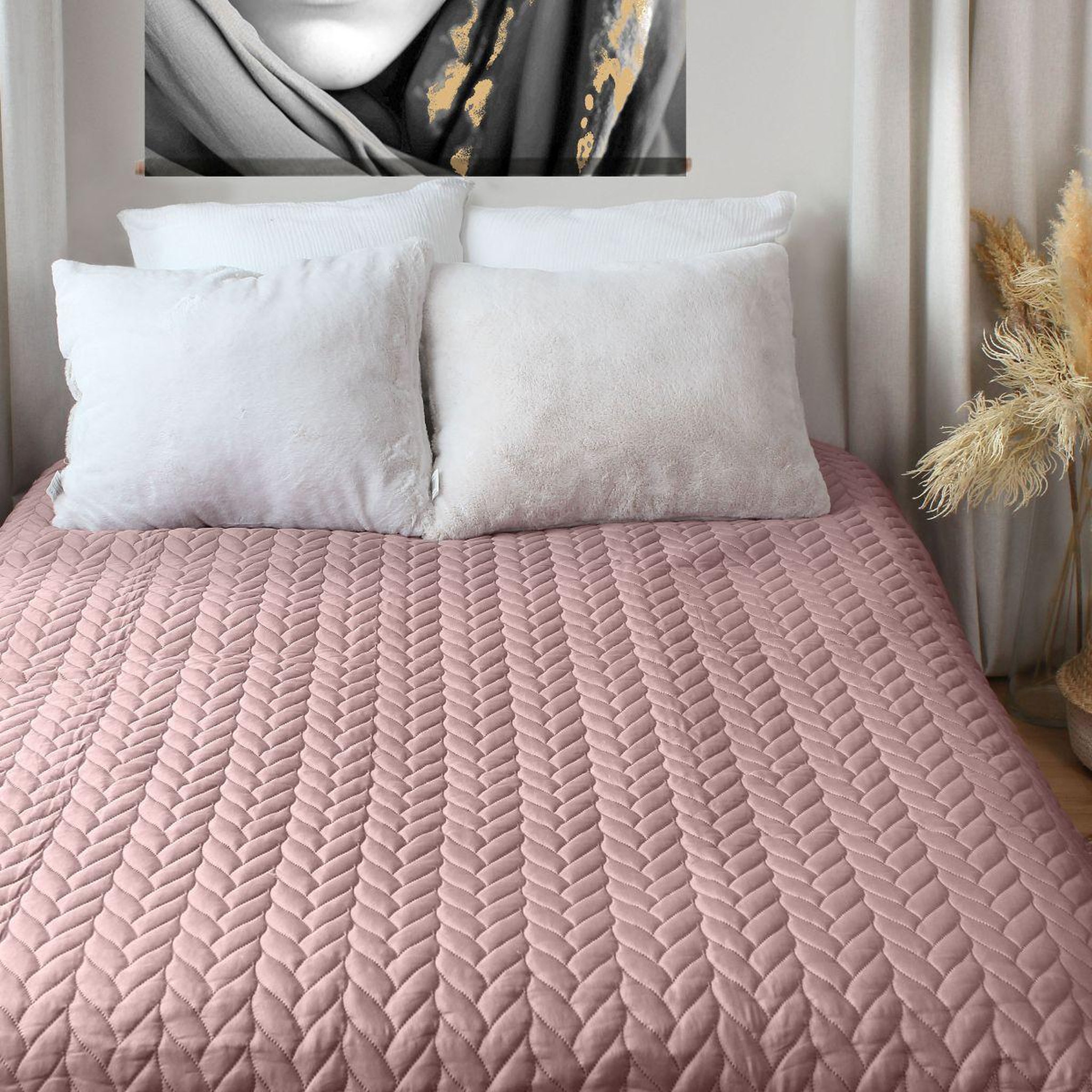 Voir la diapositive 3 : ENJOY HOME Couvre-lit en microfibre  tessa  220x240cm rose