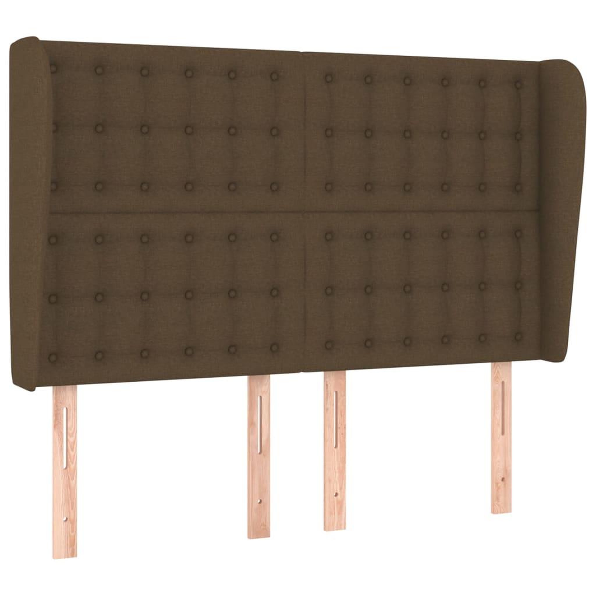 Voir la diapositive 2 : VIDAXL Tete de lit avec oreilles Marron fonce 147x23x118/128 cm Tissu