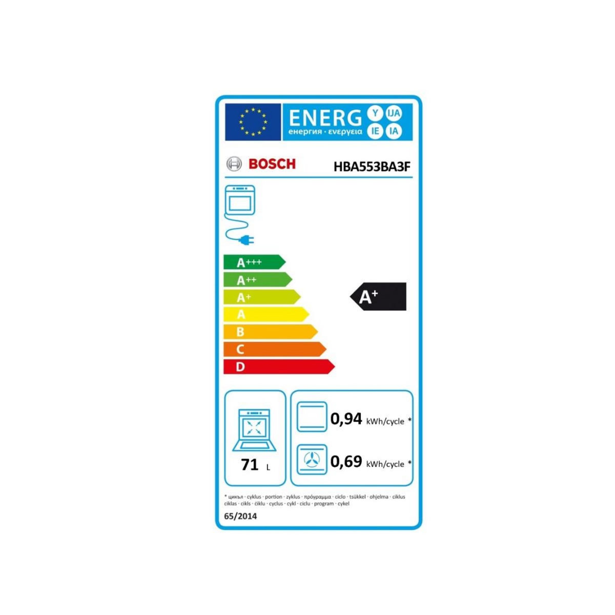 BOSCH Four intégrable multifonction 71l 60cm ecoclean noir - HBA553BA3F