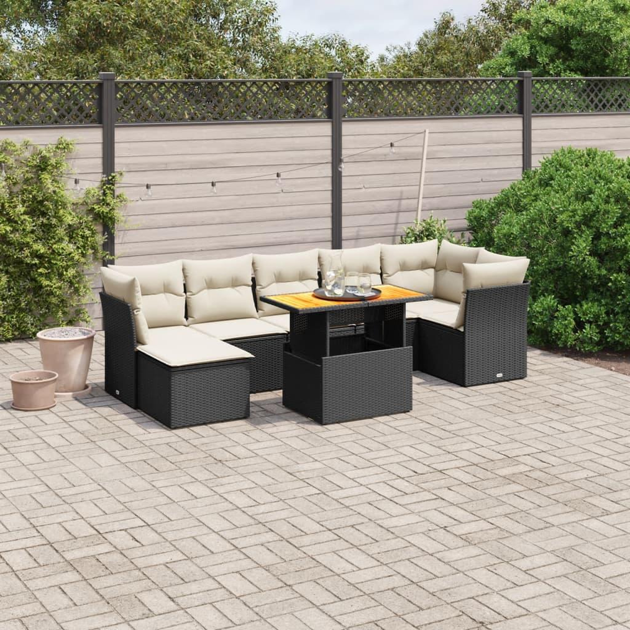 VIDAXL Salon de jardin 8 pcs avec coussins noir resine tressee