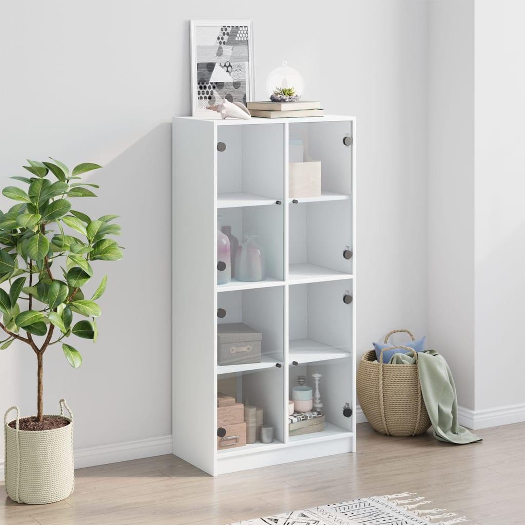 Voir la diapositive 3 : VIDAXL Buffet haut avec portes blanc 68x37x142 cm bois d'ingenierie
