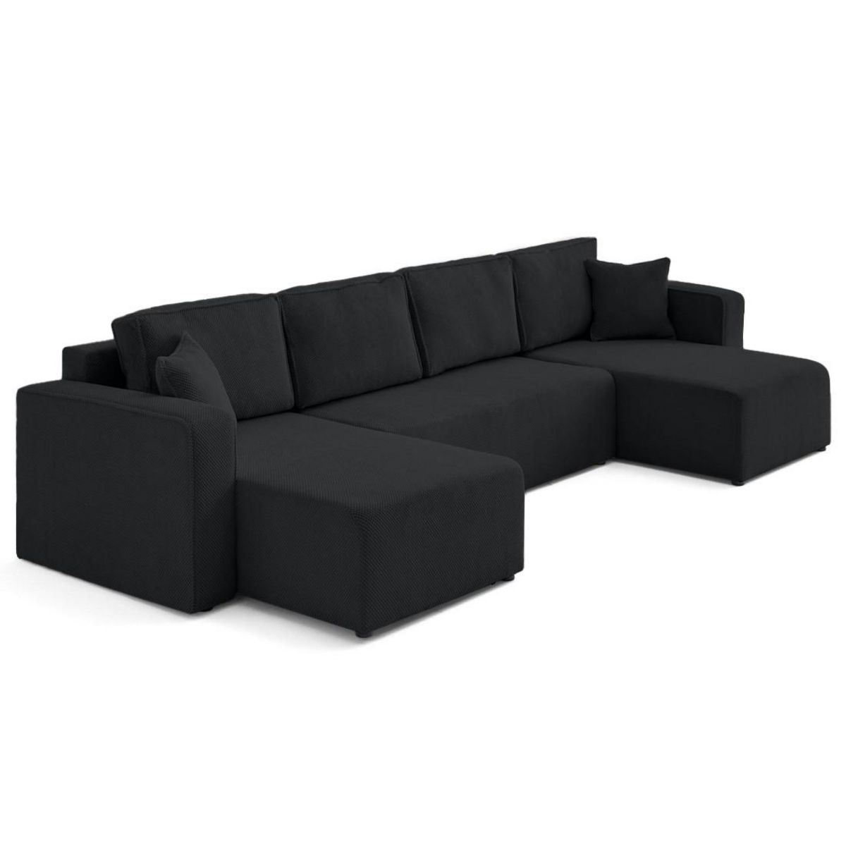 BEST MOBILIER Topaze - canapé panoramique en u 7 places convertible avec coffre en velours texturé