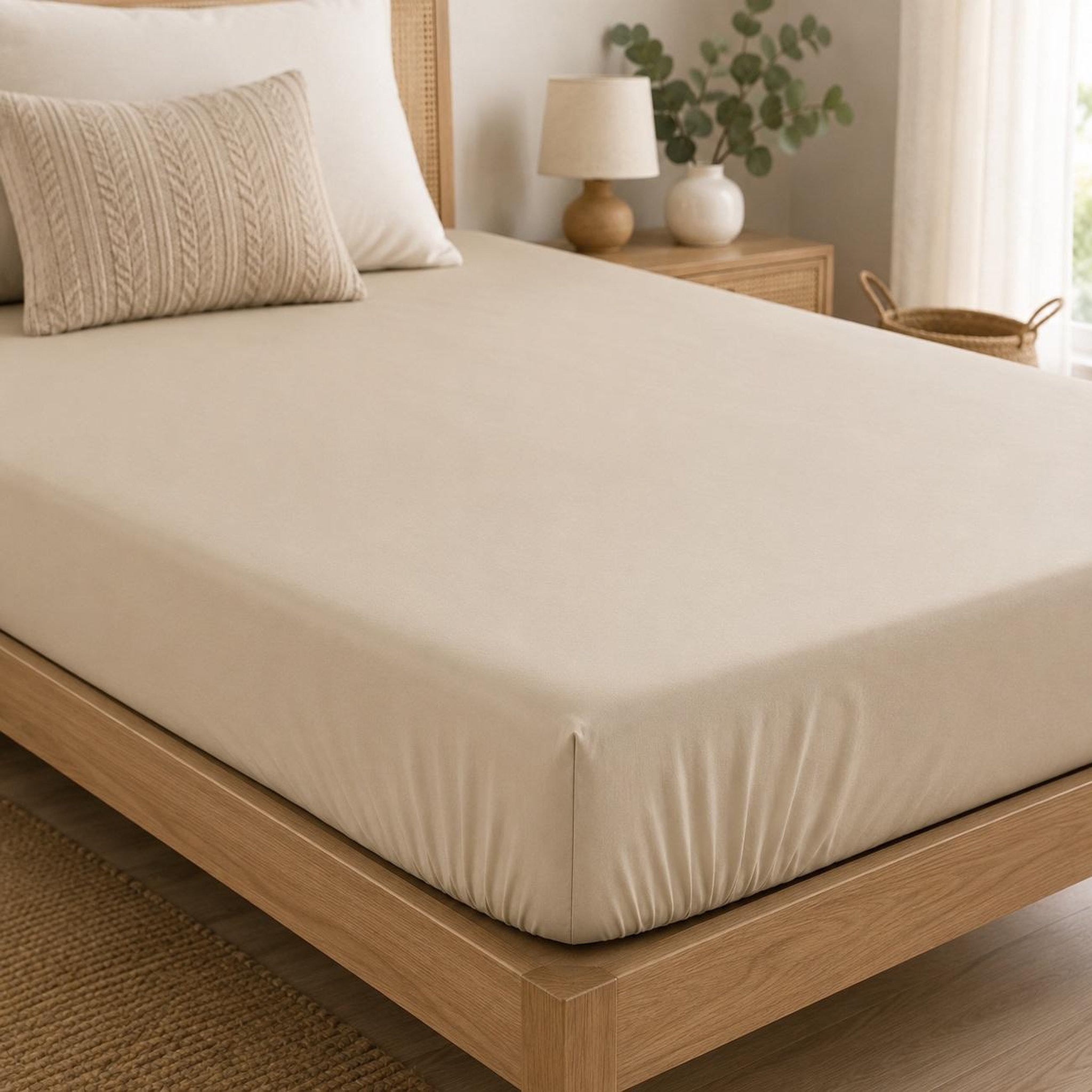Voir la diapositive 2 : Eden Drap housse percale de coton uni 140 x 190 cm harmonie mordore