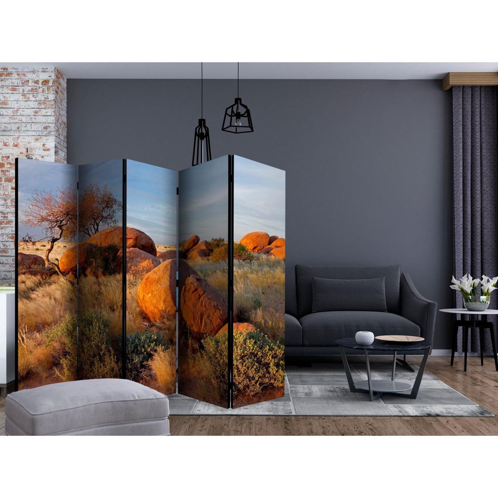 Voir la diapositive 2 : Paris Prix Paravent 5 volets  african landscape, namibia  172x225cm