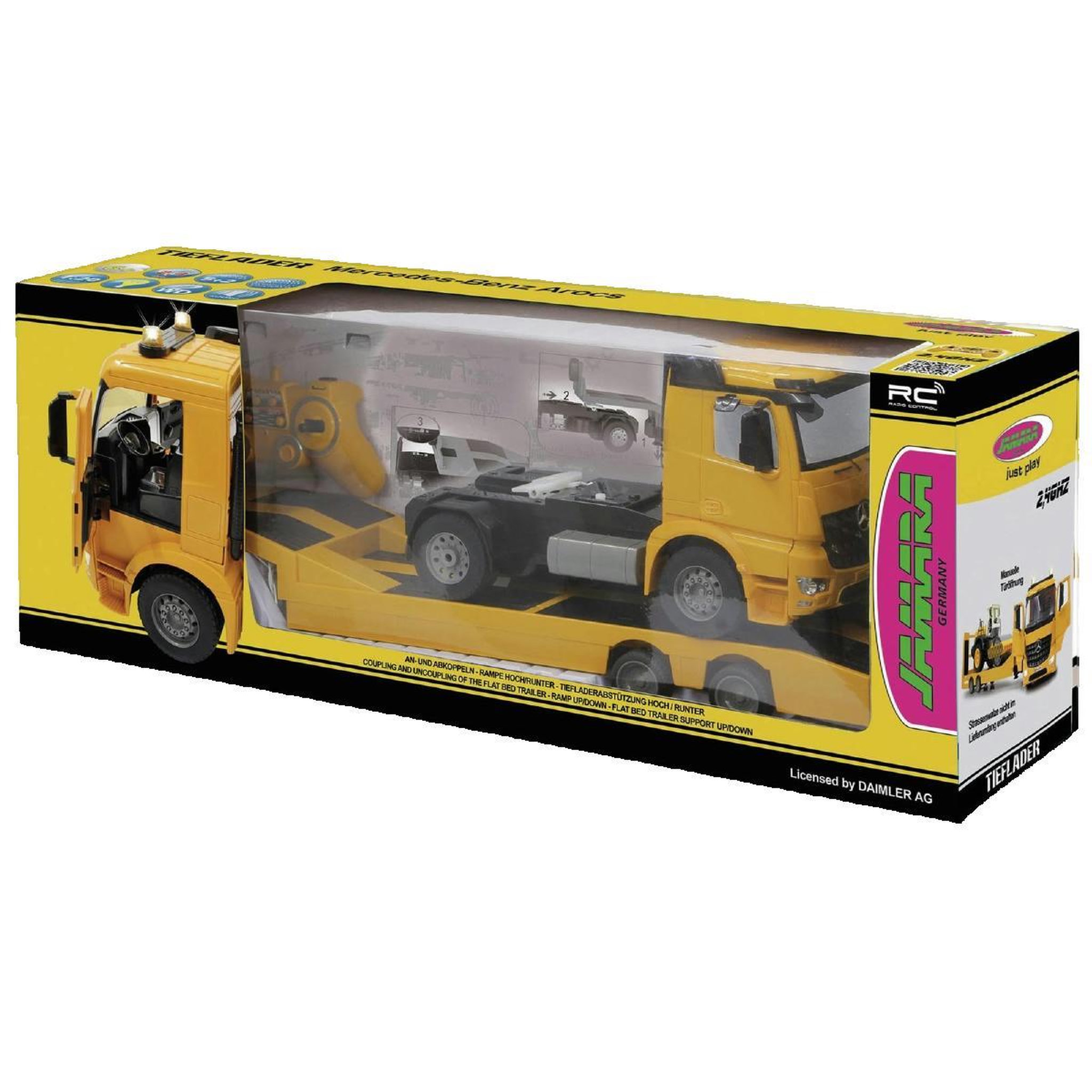 Voir la diapositive 2 : Modelco / Jamara Voiture radiocommandée Jamara Mercedes-Benz Arocs jaune