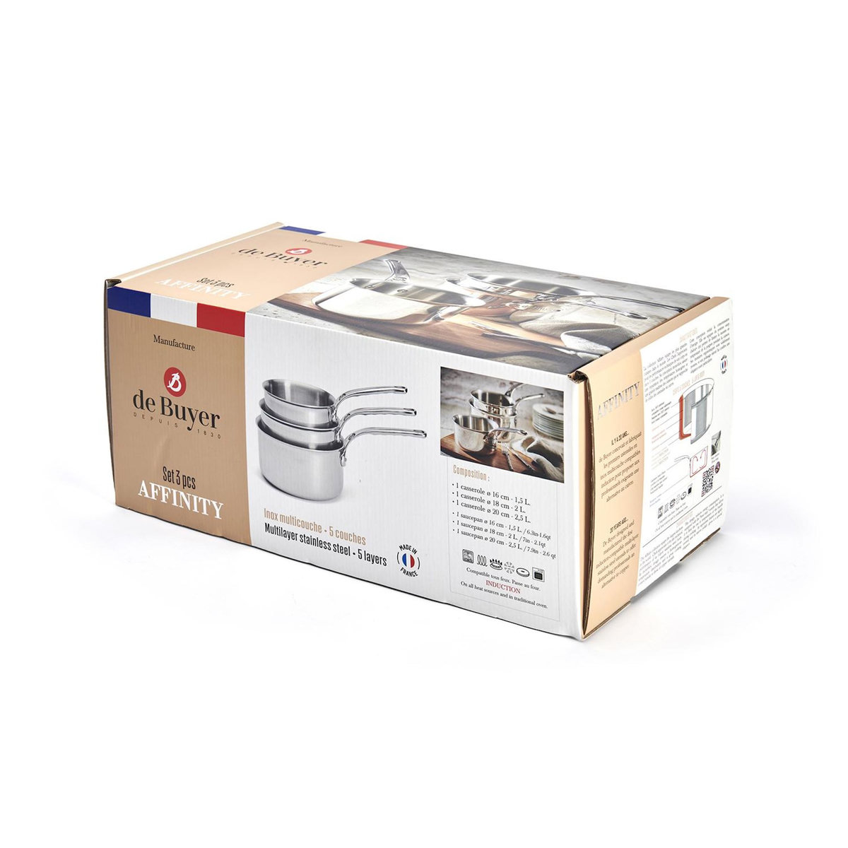 De buyer Série de 3 casseroles 16/18/20cm inox - 3706.01