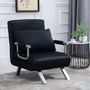 Voir la diapositive 2 : HOMCOM Fauteuil chauffeuse canapé-lit convertible 1 place déhoussable grand confort coussin pieds accoudoirs métal suède noir
