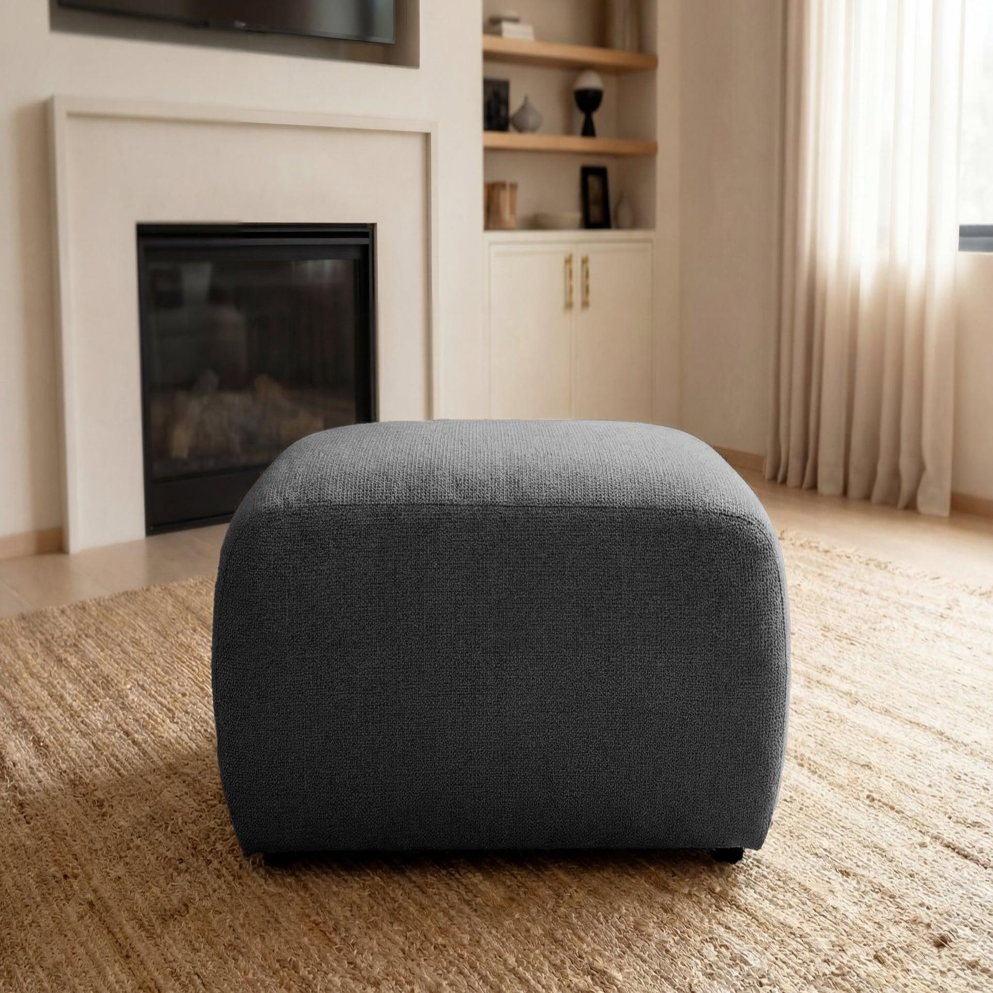 Voir la diapositive 3 : CASANOVA PARIS Sacha - pouf en tissu chiné 105x57x40