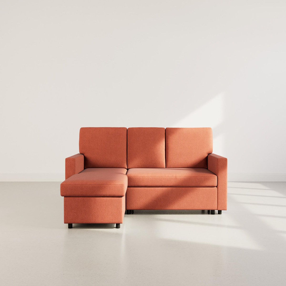 BEST MOBILIER Meiya - canapé d'angle réversible 4 places convertible avec coffre en tissu