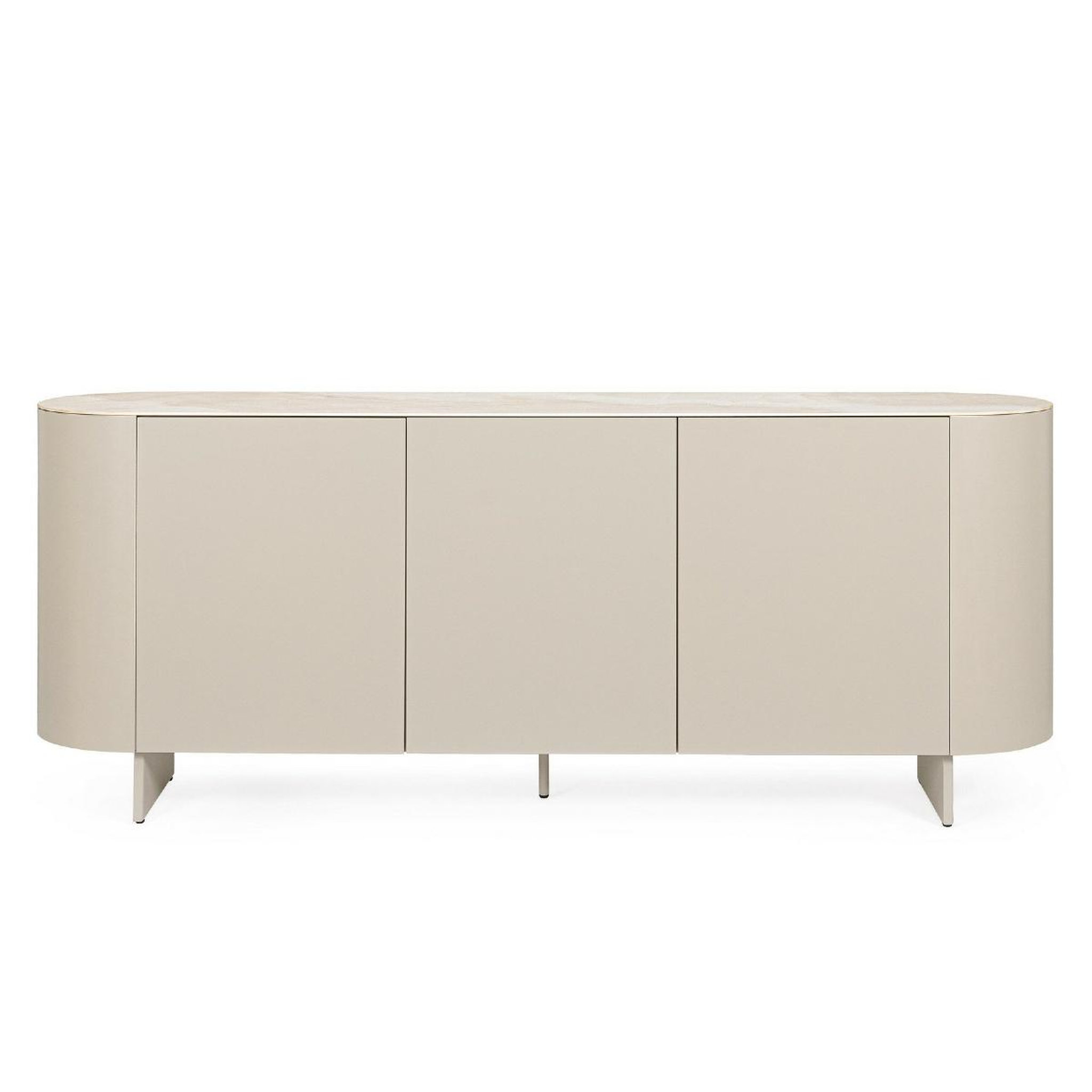 Voir la diapositive 3 : JLC KREATION Buffet 3 portes beige 200 cm plateau céramique sidra