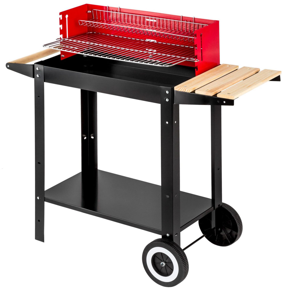 tectake Chariot-barbecue charbon sur 2 roues noir/rouge