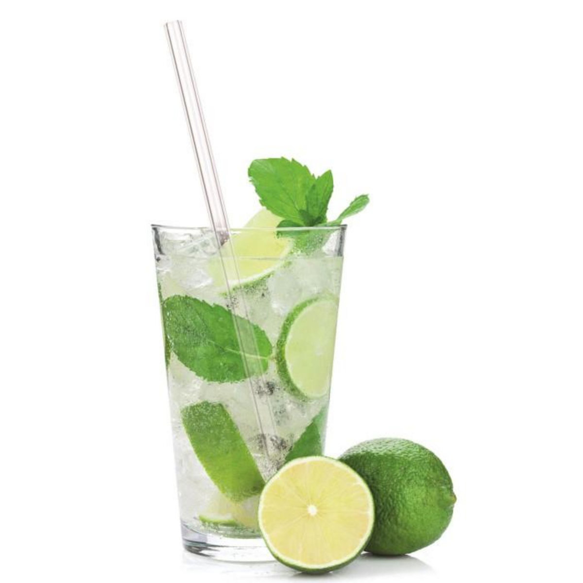 Paris Prix Lot de 4 Pailles en Verre & Goupilllon  Chic  20cm Transparent