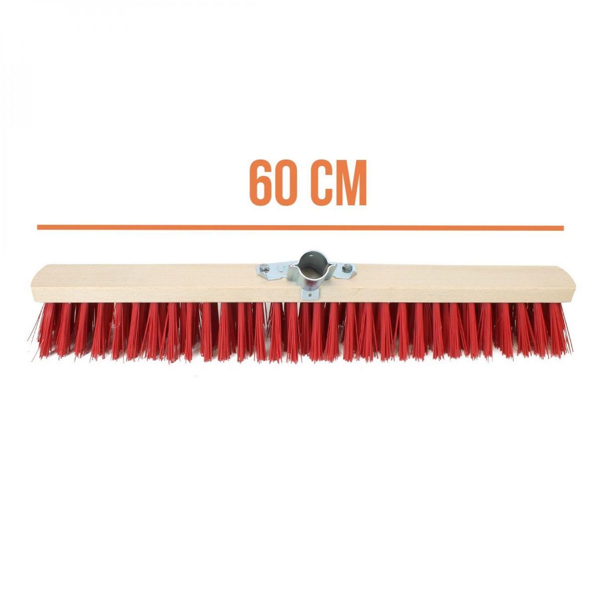 LINXOR Balai cantonnier en bois - 60 cm - Rouge