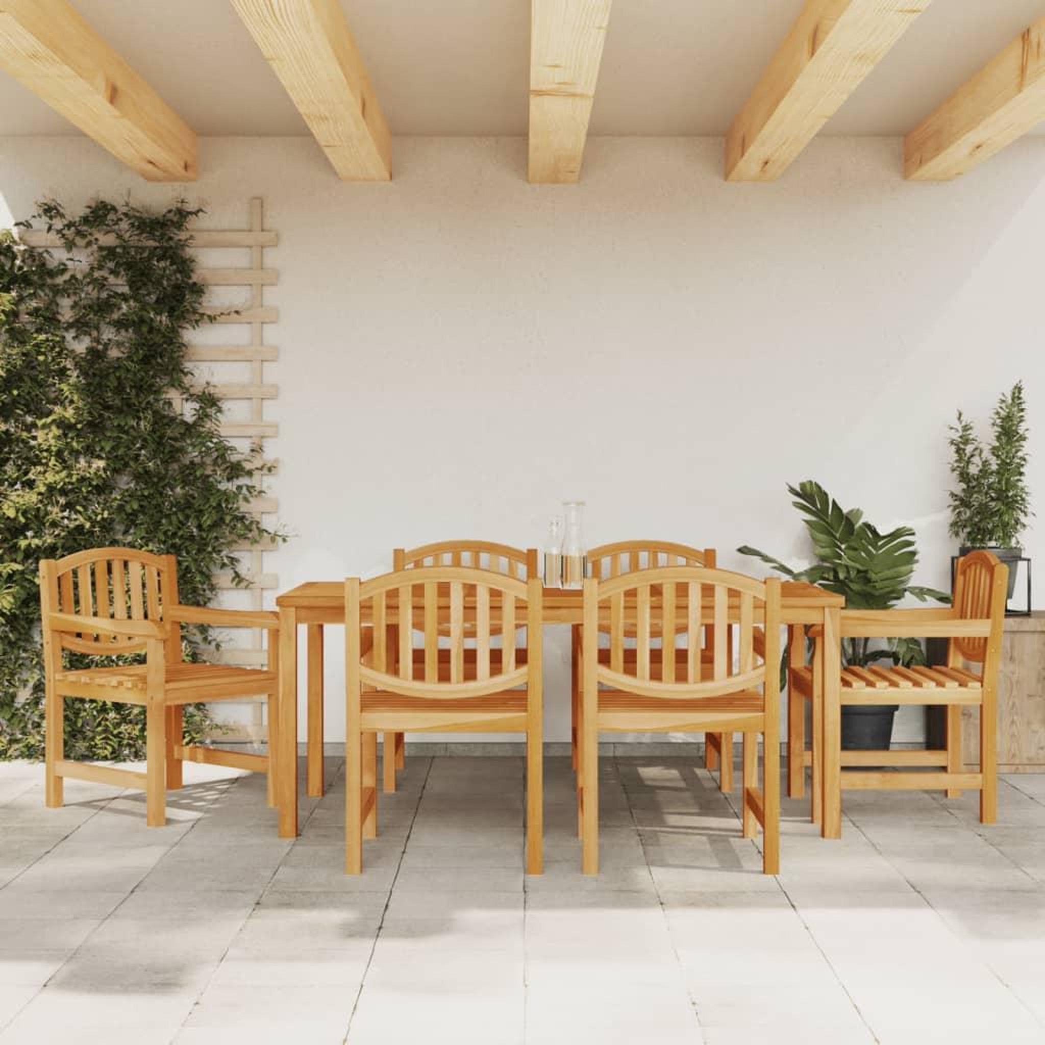 VIDAXL Ensemble a manger de jardin 7 pcs Bois de teck solide