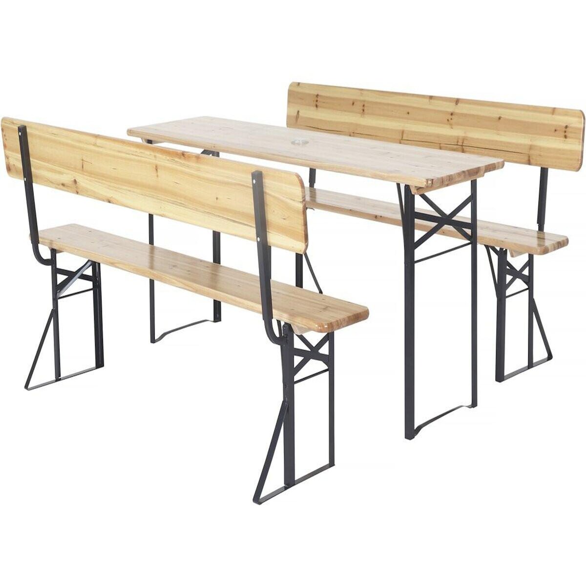 Habitat et Jardin Salon de jardin set brasserie en bois avec dossier  Lisbonne  - 180 cm - Marron