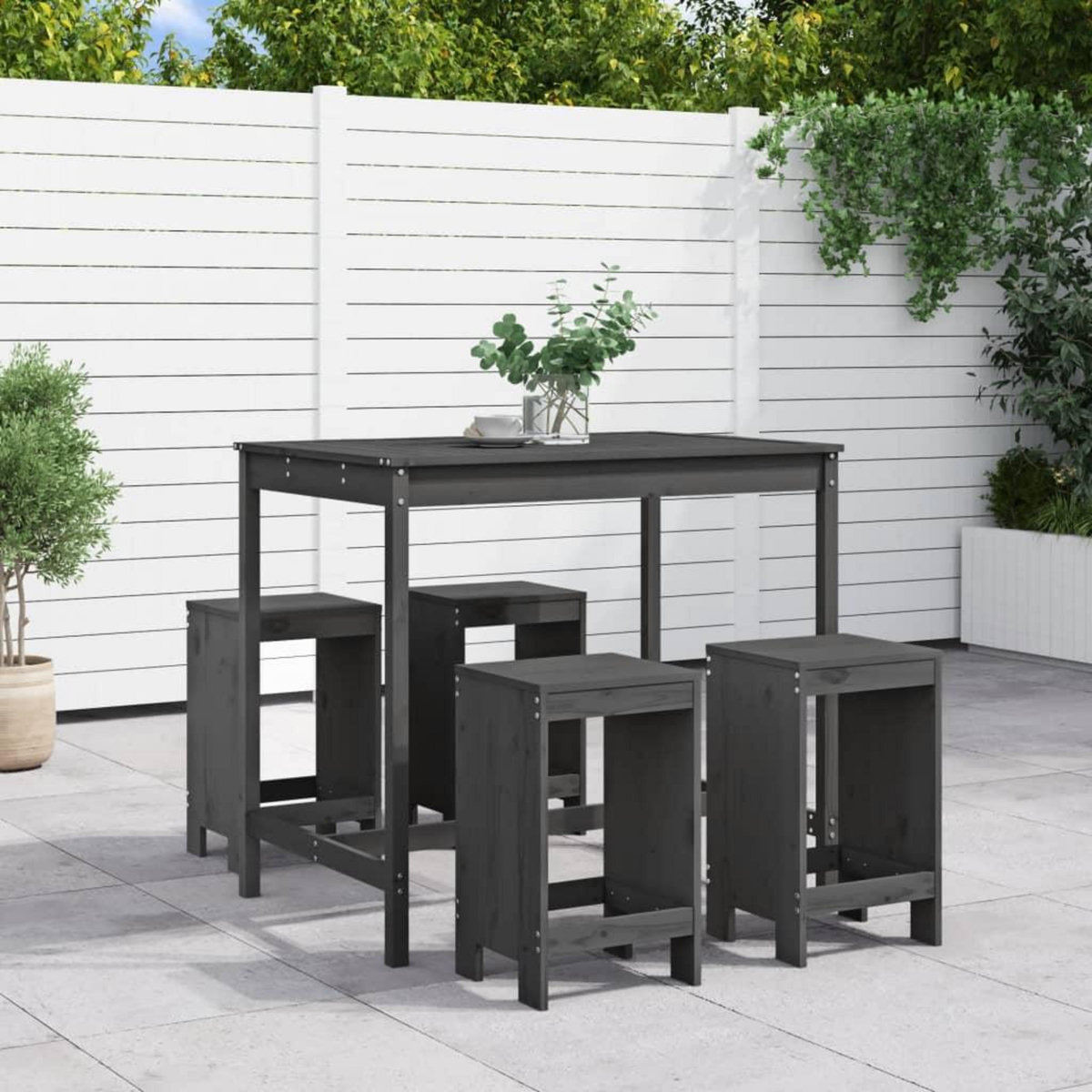 VIDAXL Ensemble de bar de jardin 5 pcs gris bois de pin massif