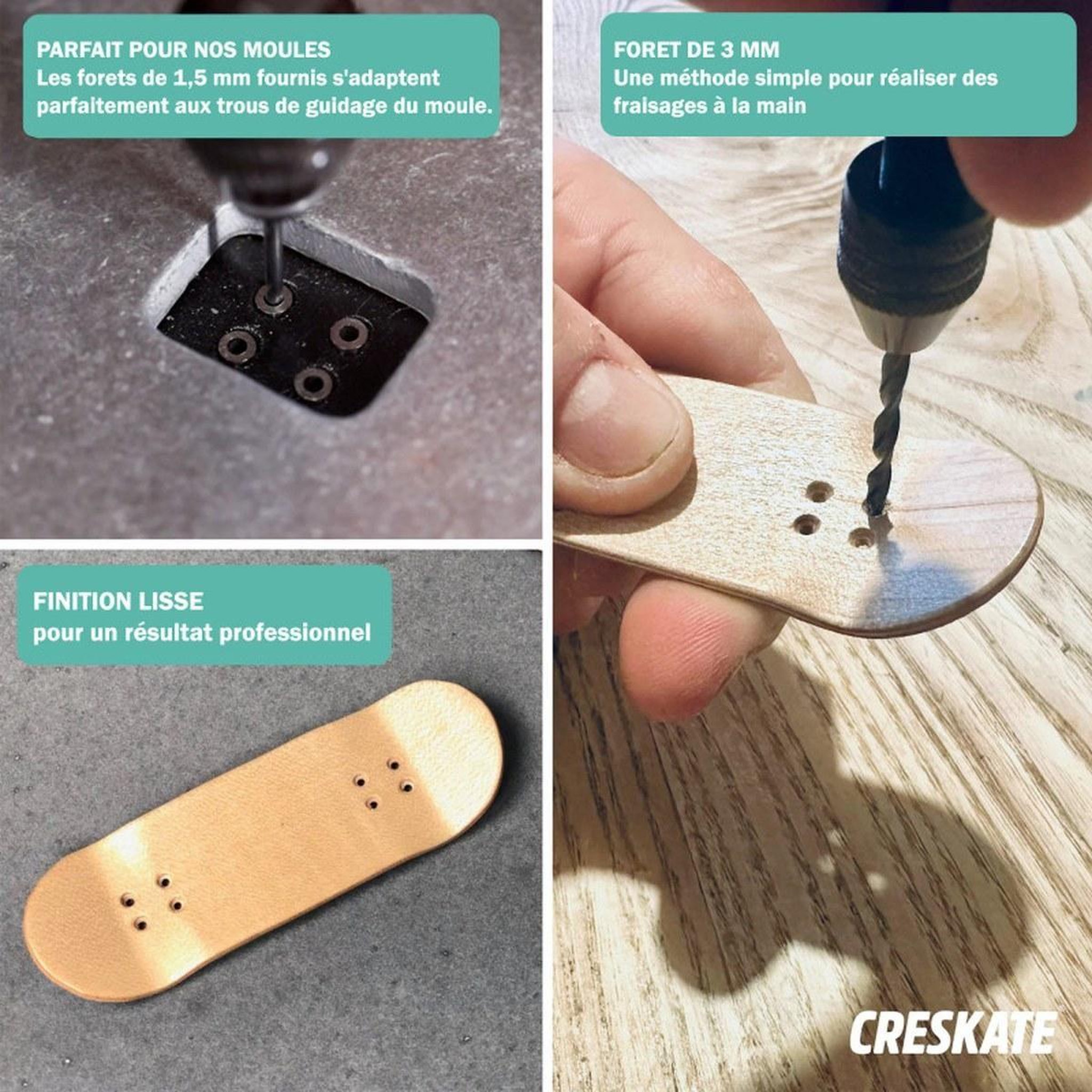 Voir la diapositive 3 : CRESKATE - Outil de Perçage pour Fingerboard