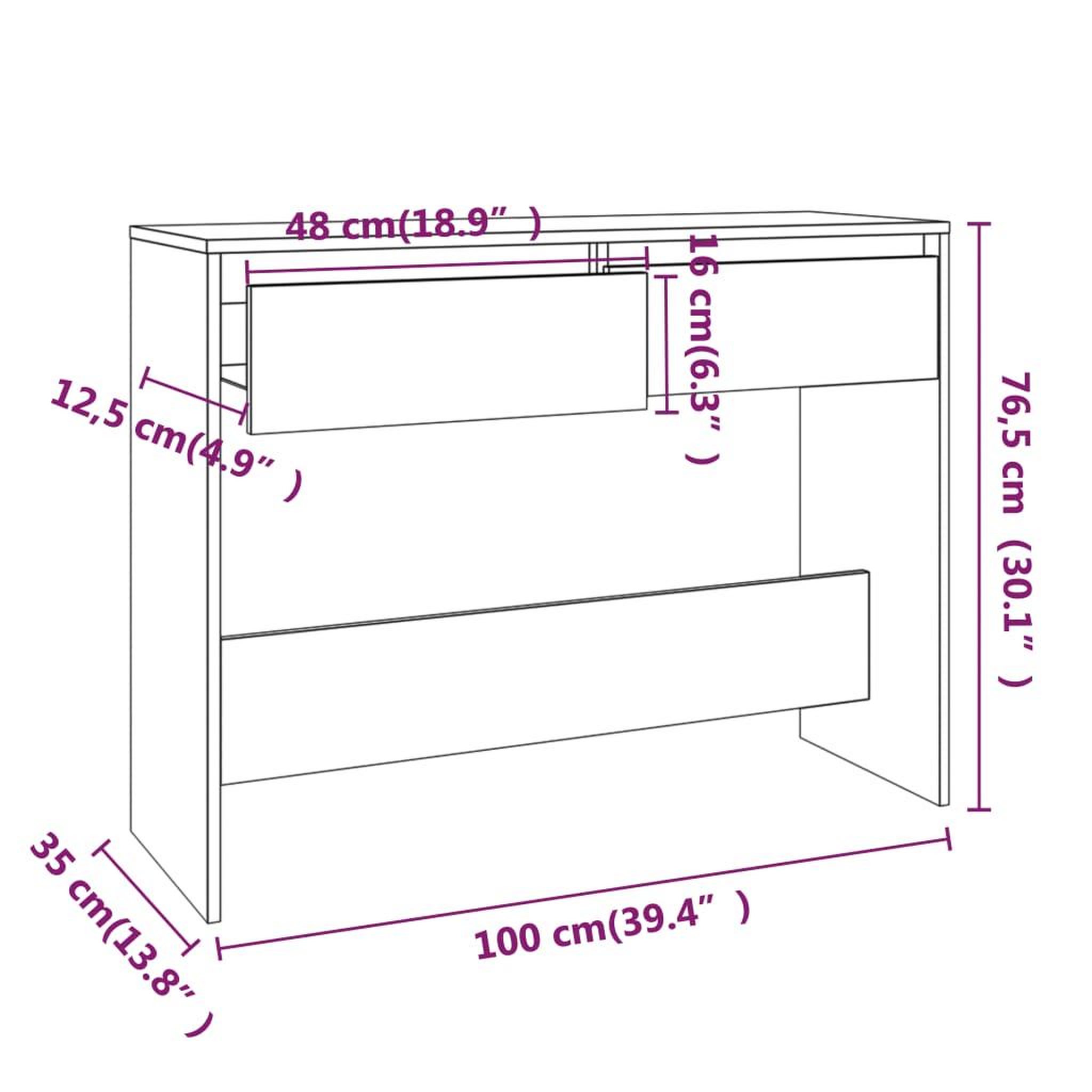 Voir la diapositive 6 : VIDAXL Table console gris beton 100x35x76,5 cm bois d'ingenierie