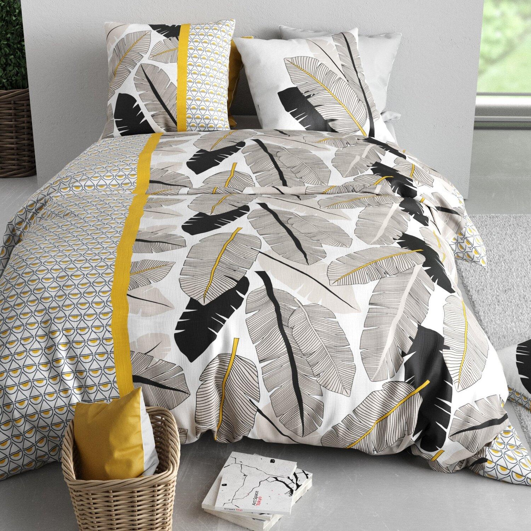 Voir la diapositive 3 : ATELIER DU COTON Parure Housse De Couette 100% Coton 57fils Palmora