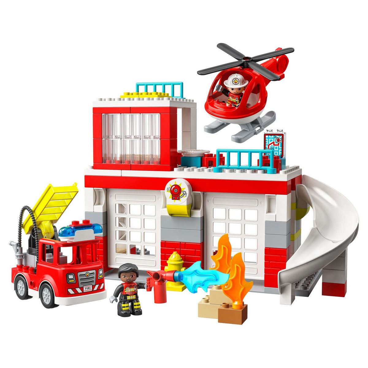 LEGO DUPLO 10970 La Caserne et l&rsquo;Hélicoptère des Pompiers, Jeu de Construction Enfants