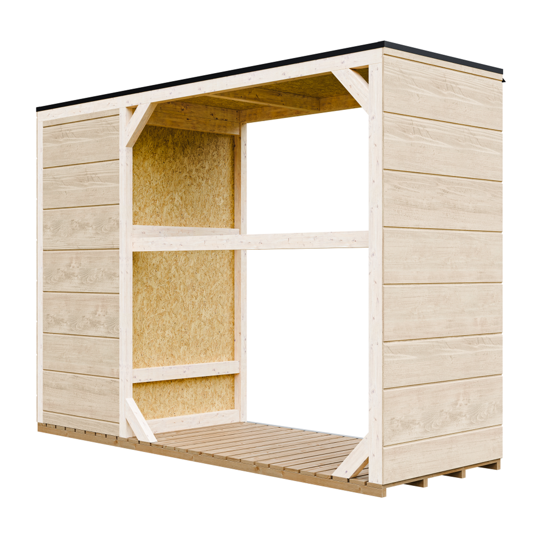 Voir la diapositive 3 : TIMBELA Abri à bûches extérieur avec rangement latéral pour les outils - 1,09 m² + 0.53 m² M981
