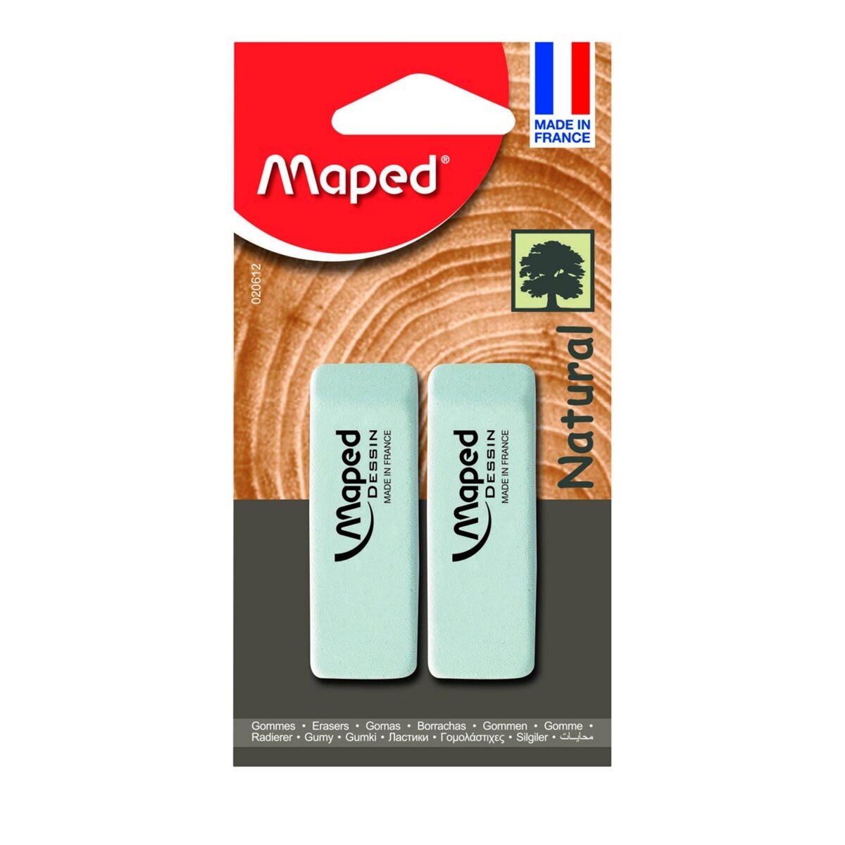 MAPED  Lot de 2 gommes blanches Natural Dessin
