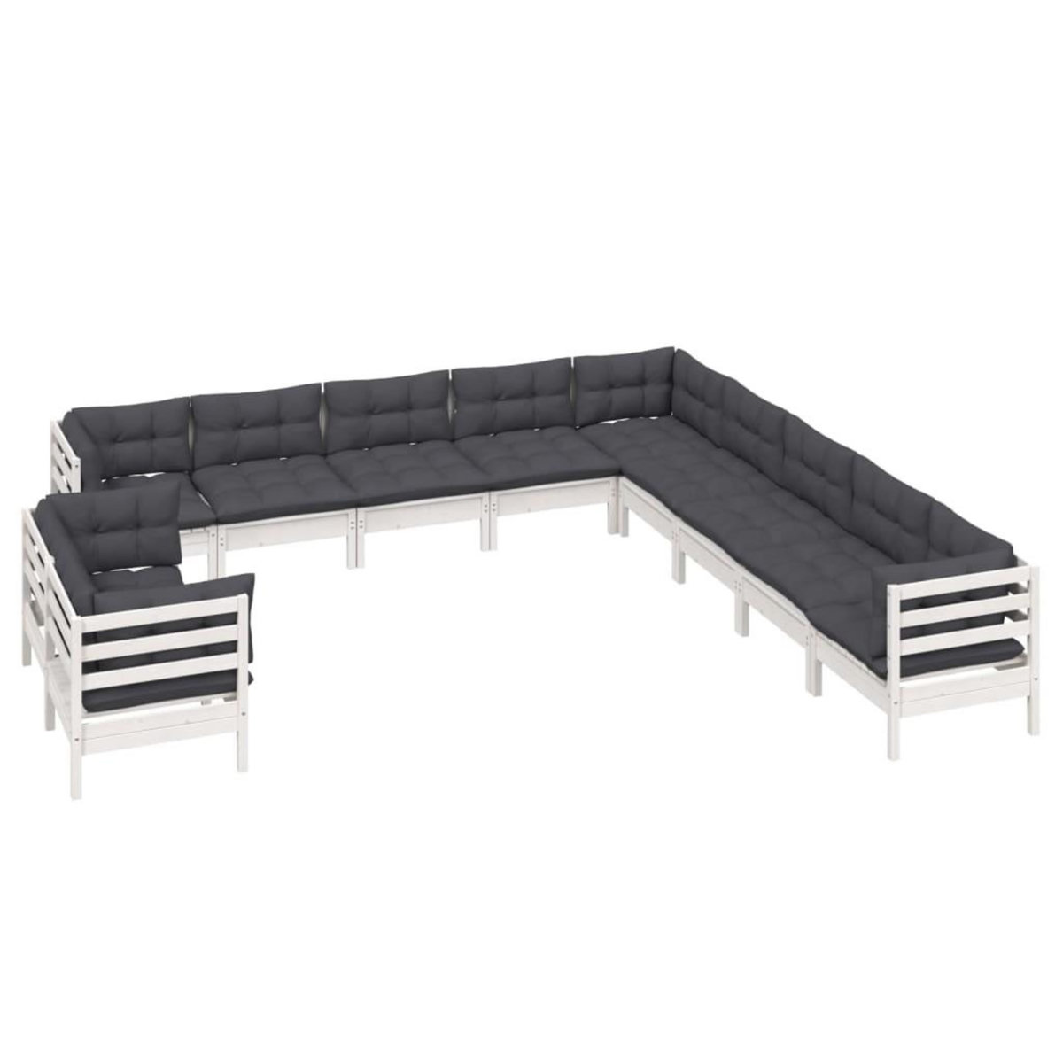 VIDAXL Salon de jardin 11 pcs avec coussins blanc bois de pin solide