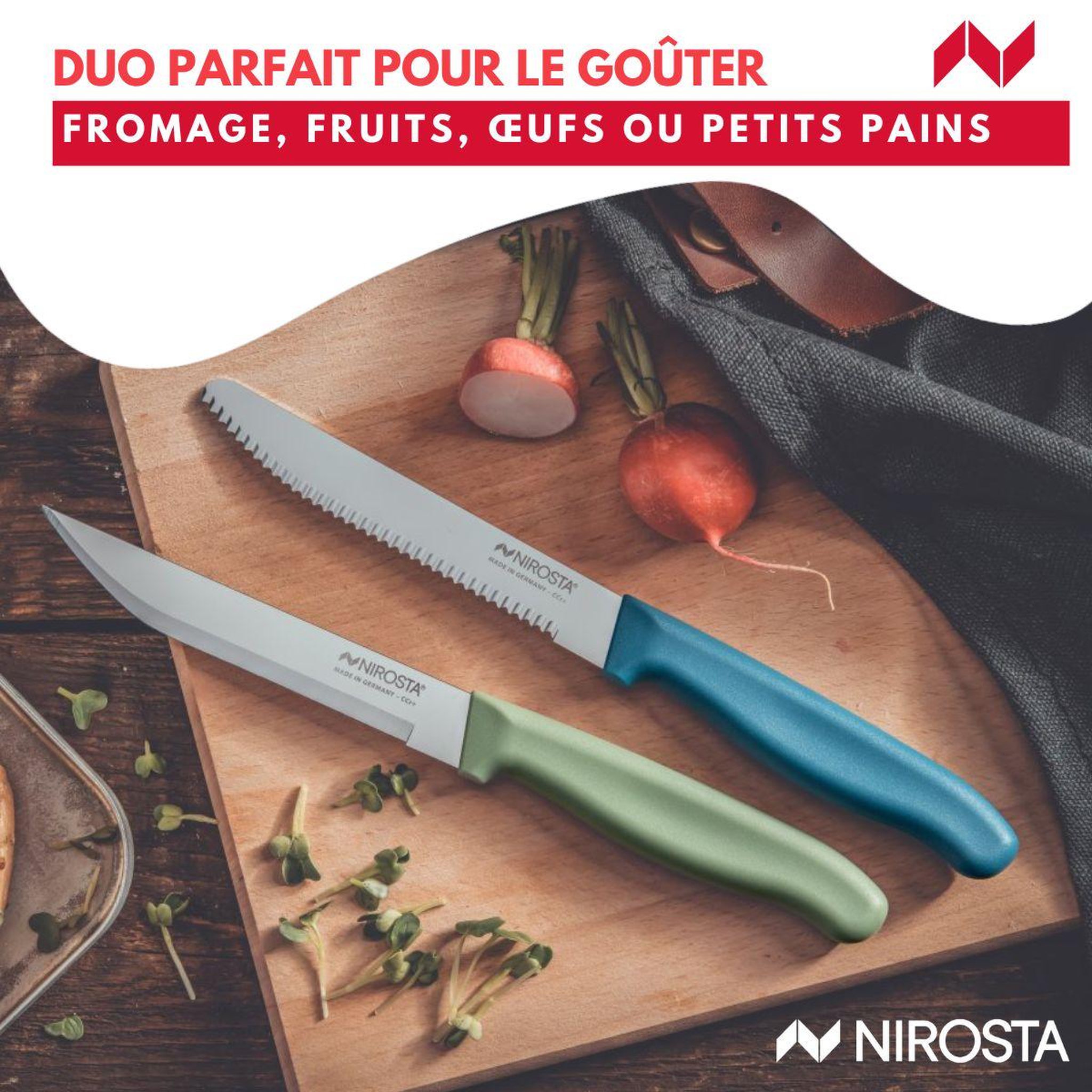 Voir la diapositive 4 : NIROSTA Set de 2 couteaux d'office et à petit déjeuner 22,5 cm Nirosta Elemental