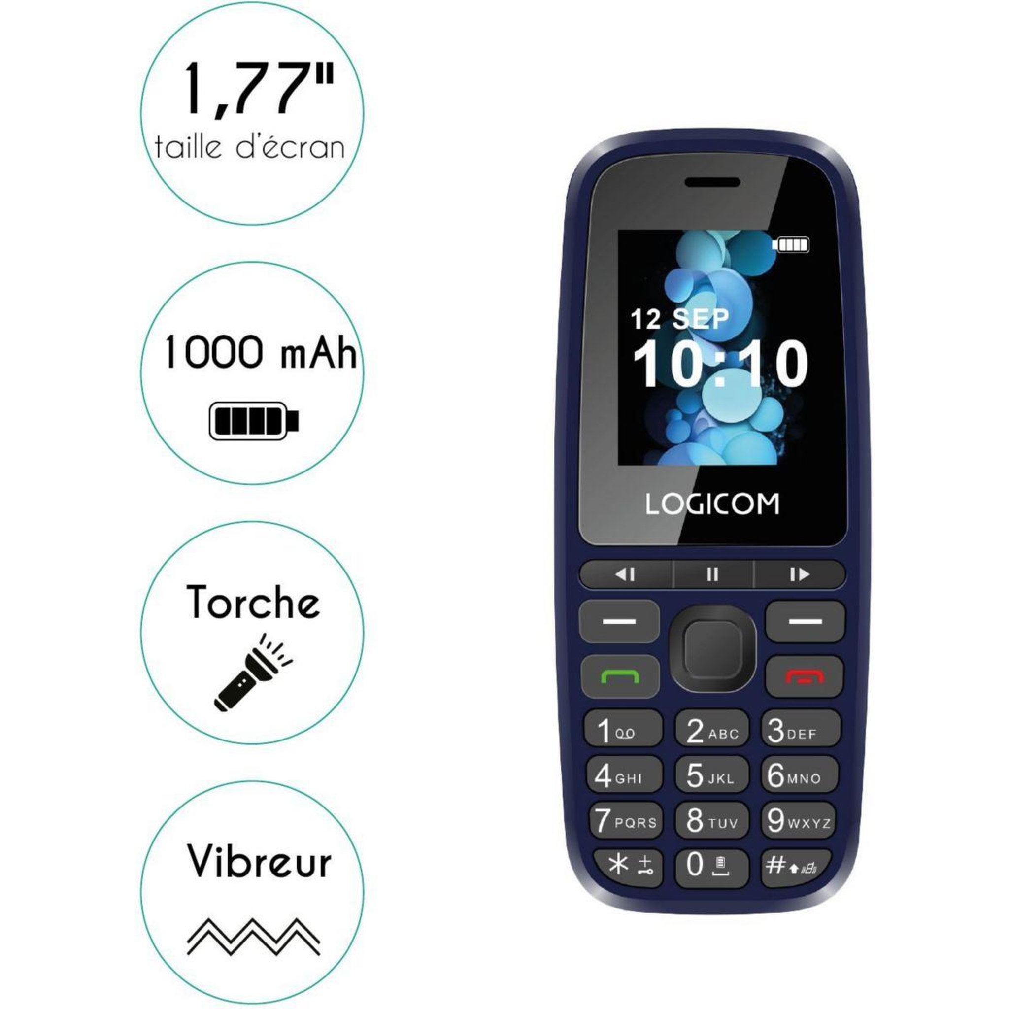 Voir la diapositive 2 : Logicom Téléphone portable Posh 402 Bleu 4G