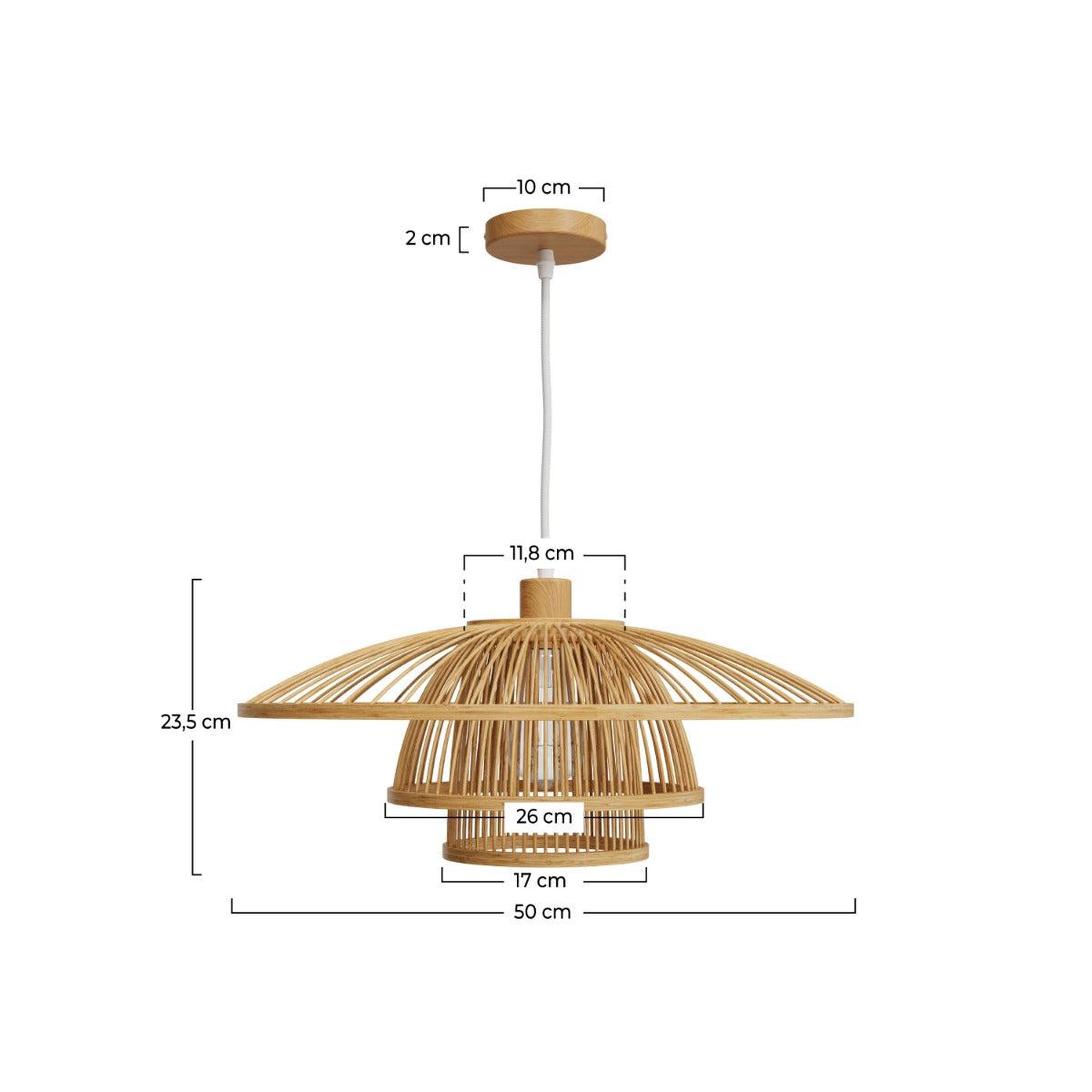 Voir la diapositive 4 : MAISON PAVANE Suspension en bambou naturel et métal D50 cm-Mirabel