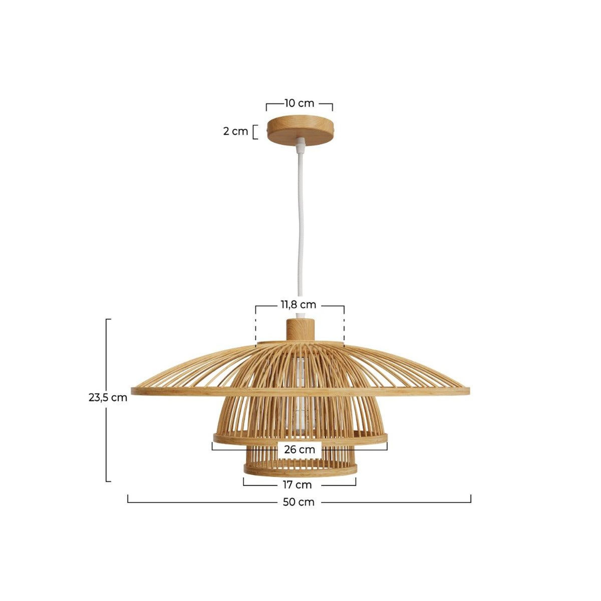 Rendez vous déco Suspension en bambou naturel et métal D50 cm-Mirabel