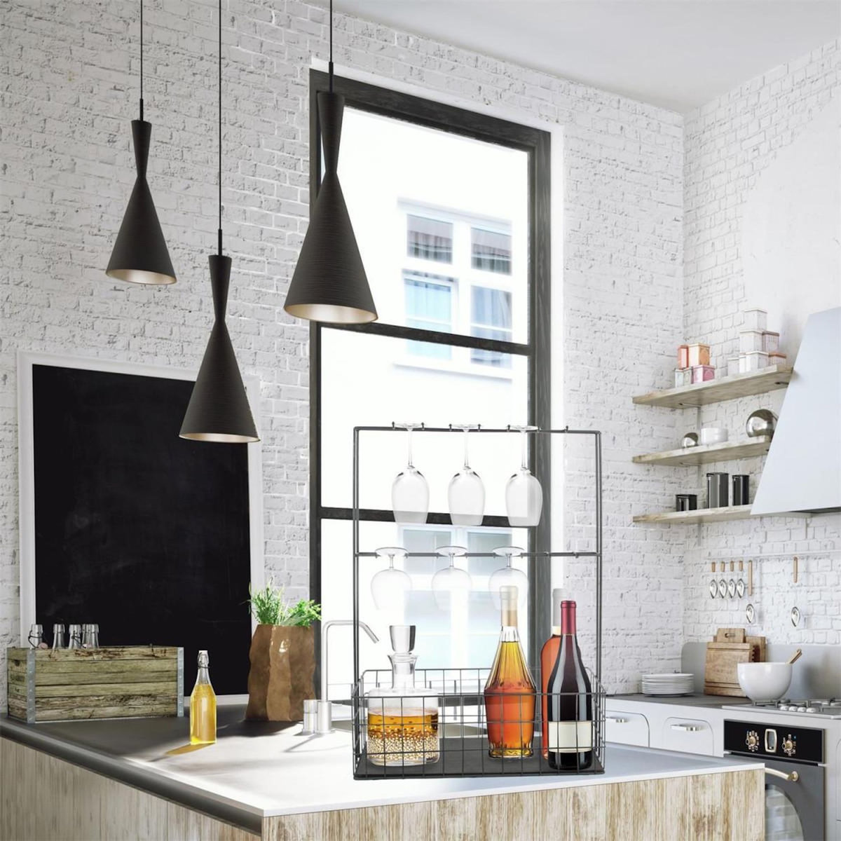 Paris Prix Mini Bar à Poser en Métal  Filaire  62cm Noir