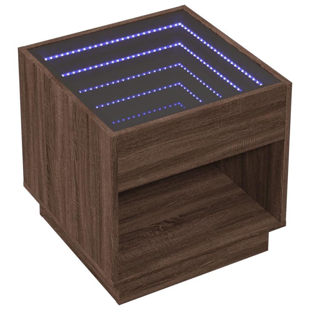 VIDAXL Table basse avec LED infini chene marron 50x50x50 cm