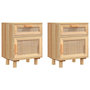 Voir la diapositive 2 : VIDAXL Tables de chevet 2 pcs Marron Bois pin massif et rotin naturel