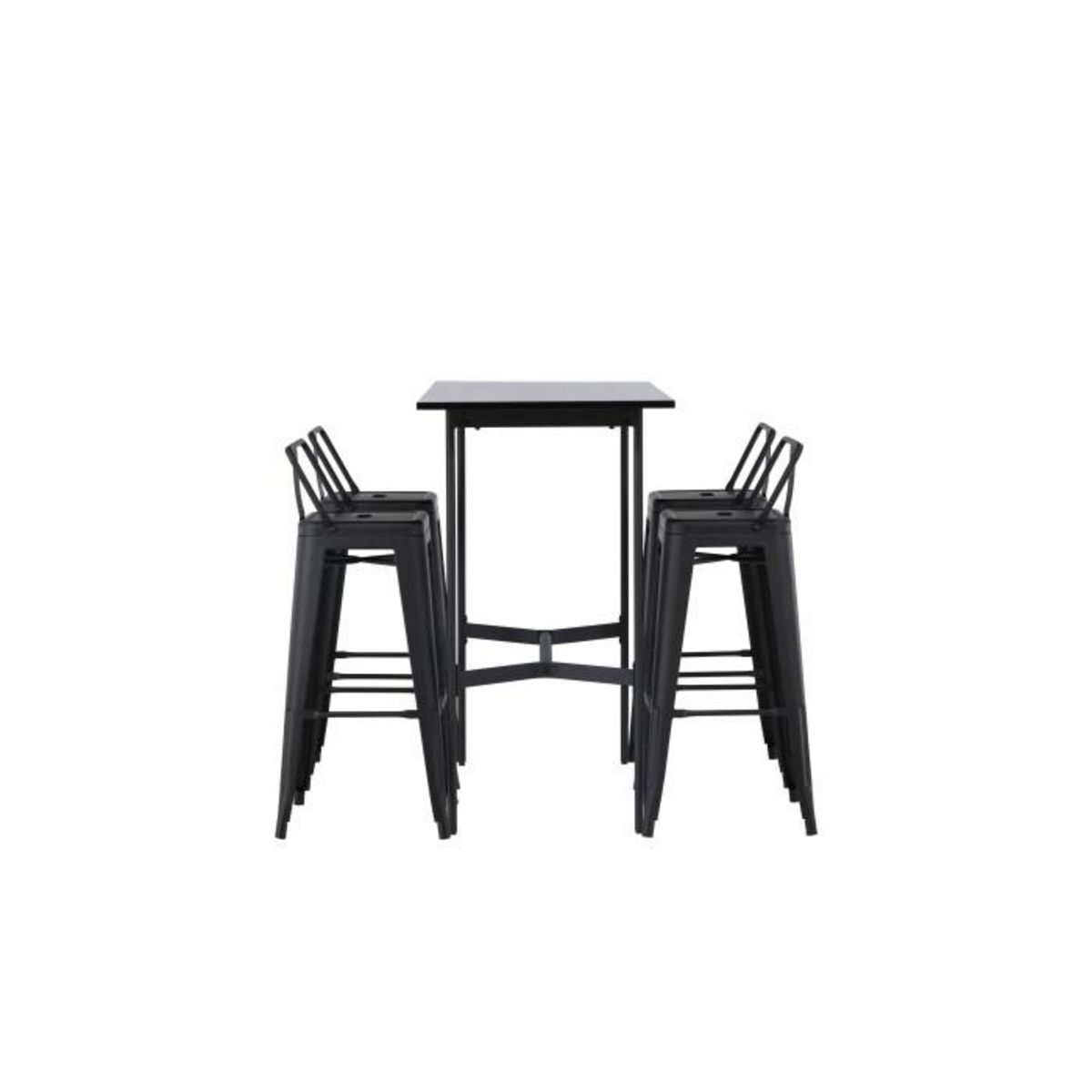 Paris Prix Ensemble Table de Bar & 4 Tabourets  Rax & Tempe  120cm Noir